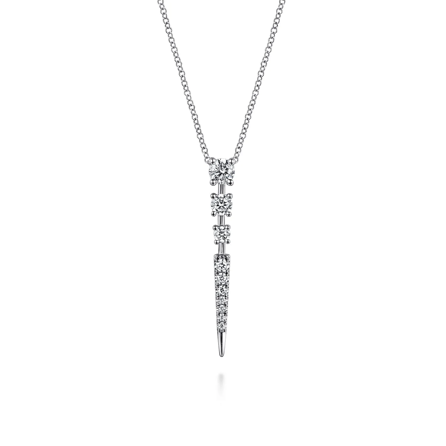 Diamond Spike Pendant Drop Necklace