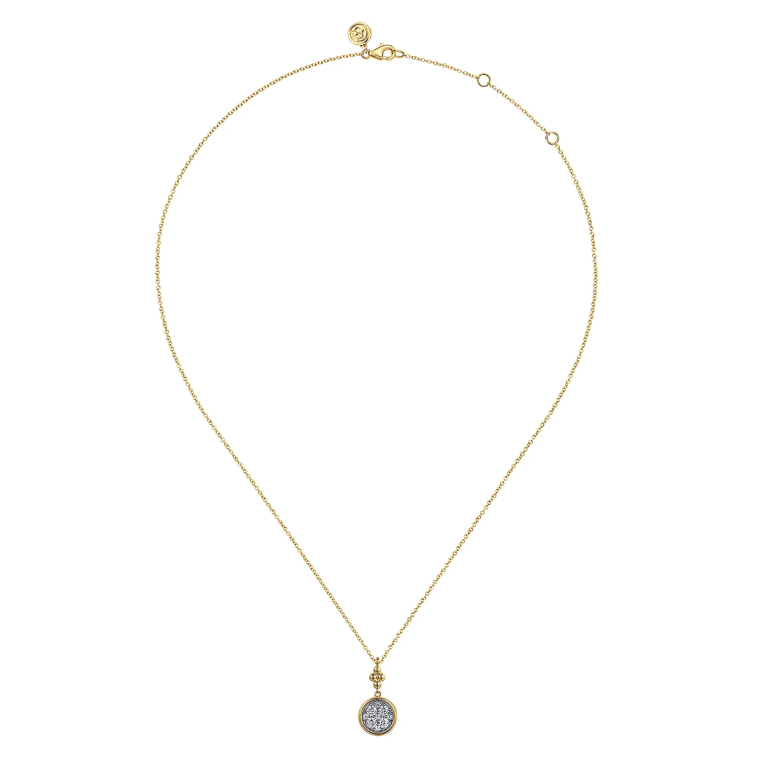 Diamond Cluster Bujukan Drop Pendant Necklace in 14K White/Yellow Gold, photograph 2