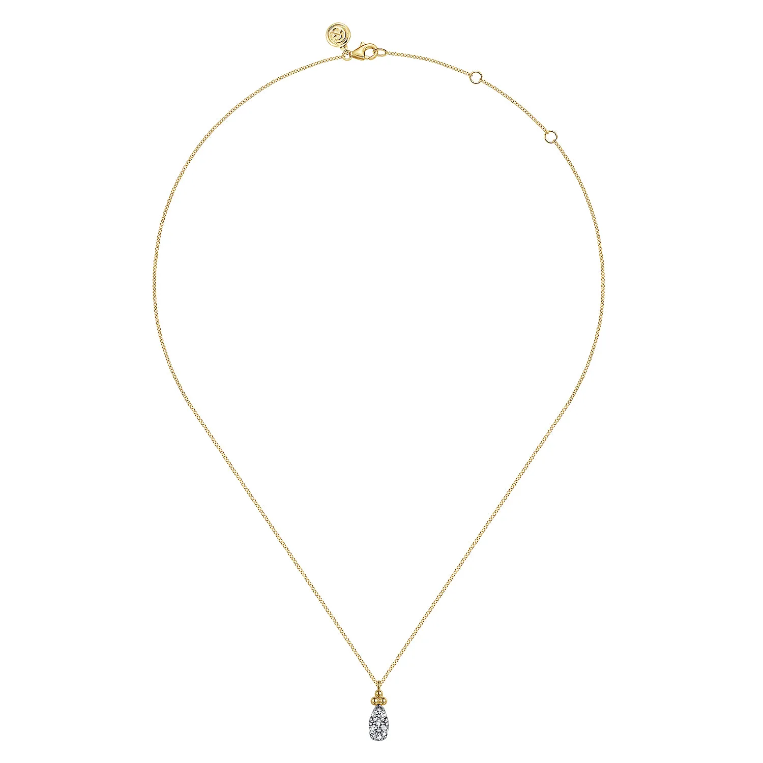 Diamond Bujukan Teardrop Pendant Necklace in 14K Yellow Gold, photograph 2