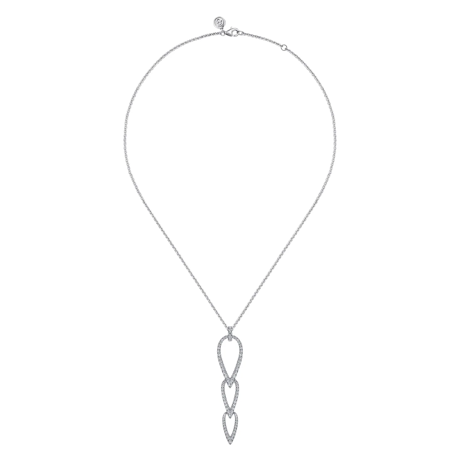 Graduating Diamond Pendant Necklace in 14K White Gold, photograph 2