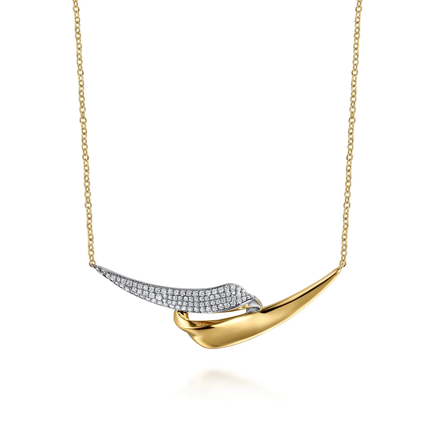 Pave Diamond Bypass Bar Necklace