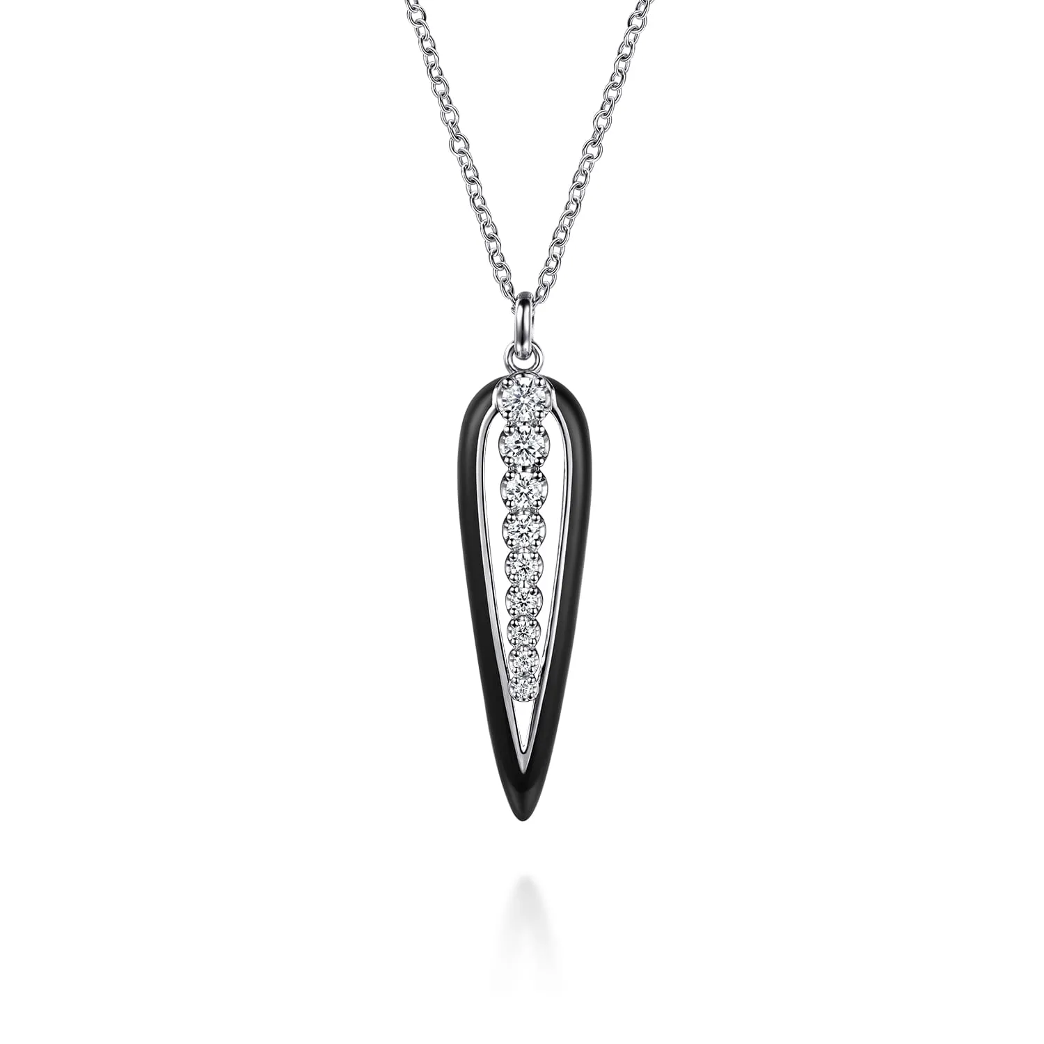 Graduating Diamond Pendant Necklace with Enamel