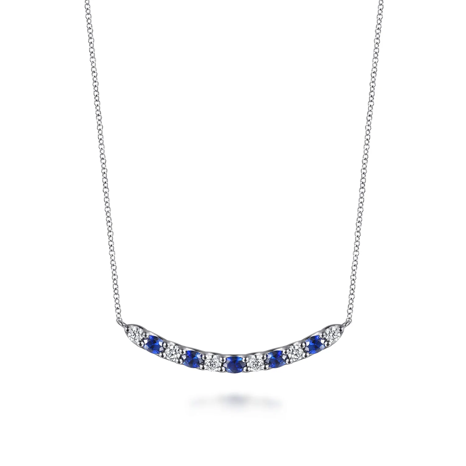 Diamond and Oval Sapphire Bar Necklace