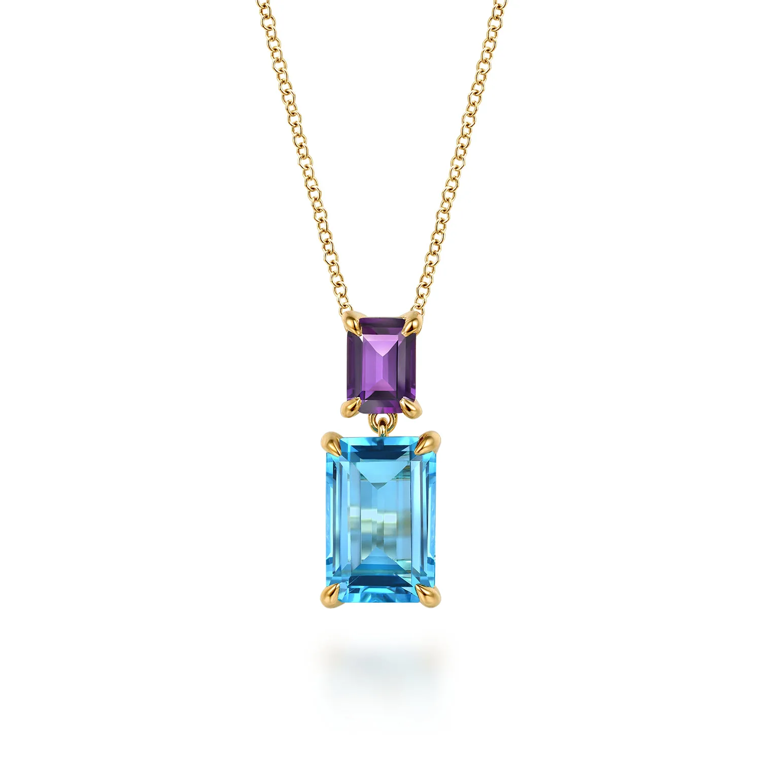 Blue Topaz and Amethyst Pendant Necklace