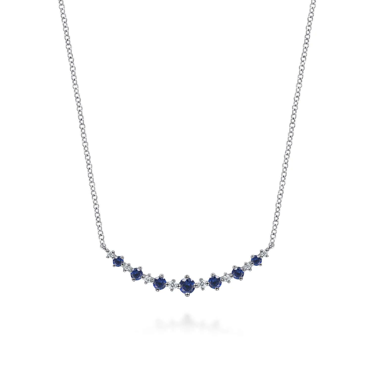 Diamond and Blue Sapphire Bar Necklace