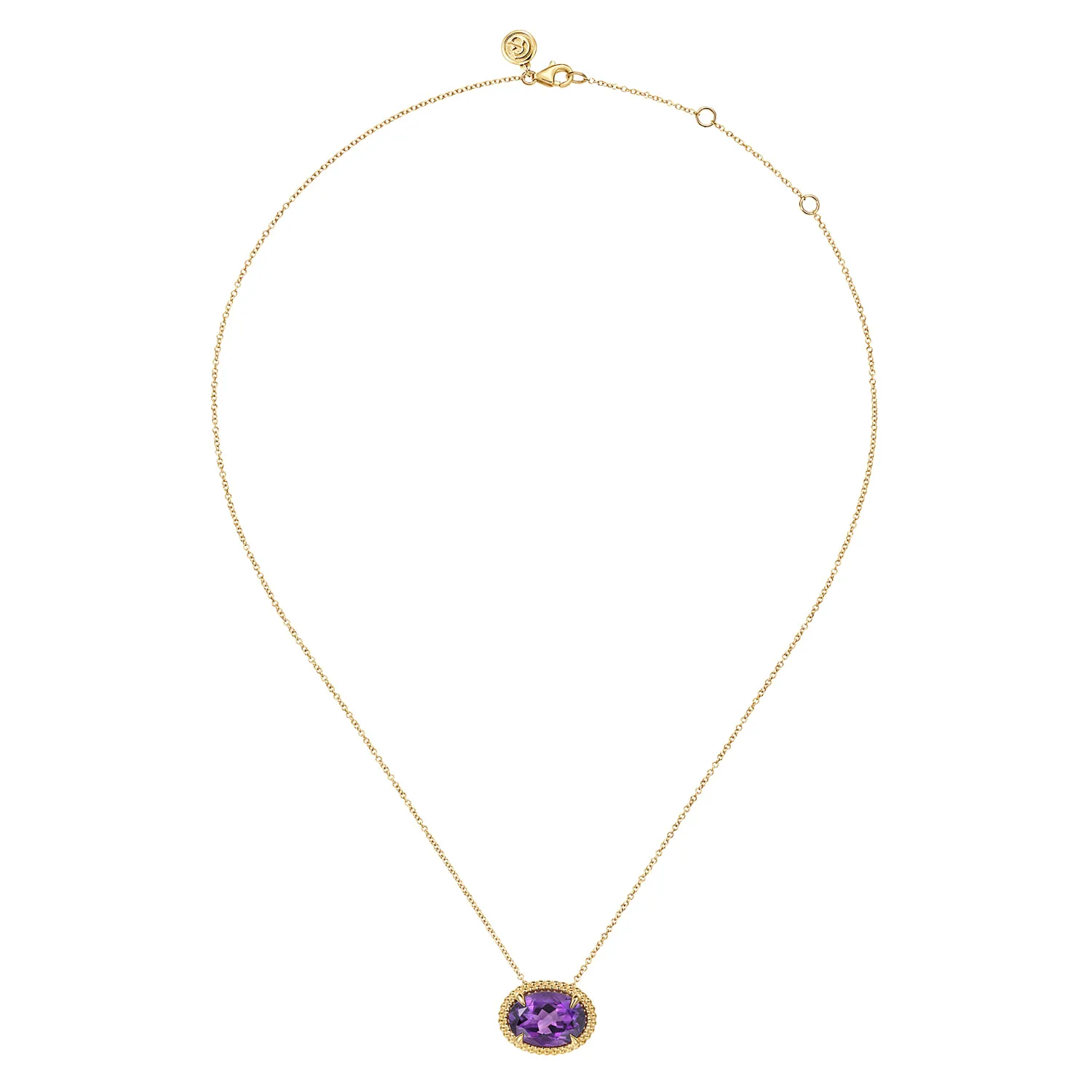 Amethyst and Bujukan Double Pendant Necklace in 14K Yellow Gold, photograph 2
