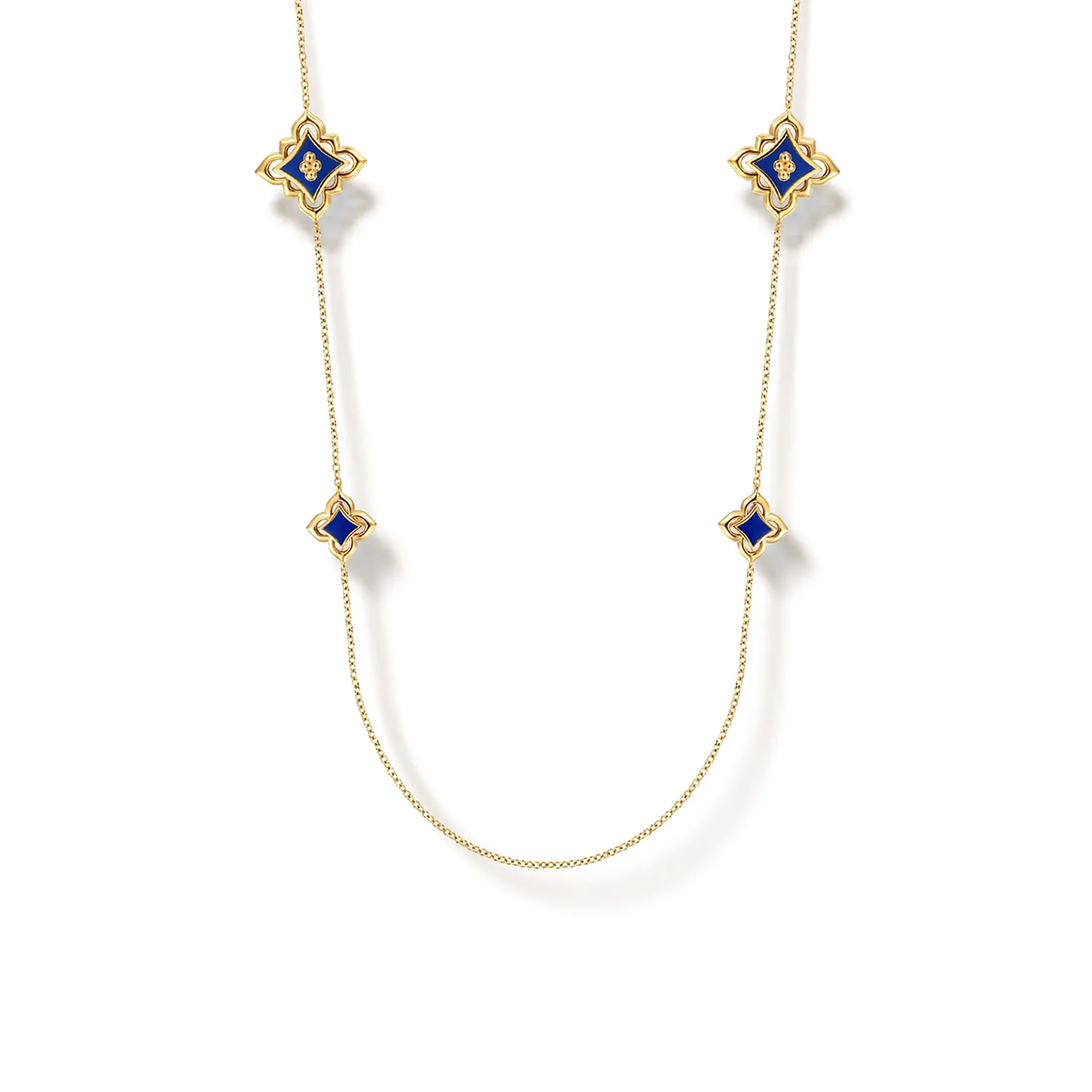 32 Inch Floral Station Necklace with Enamel