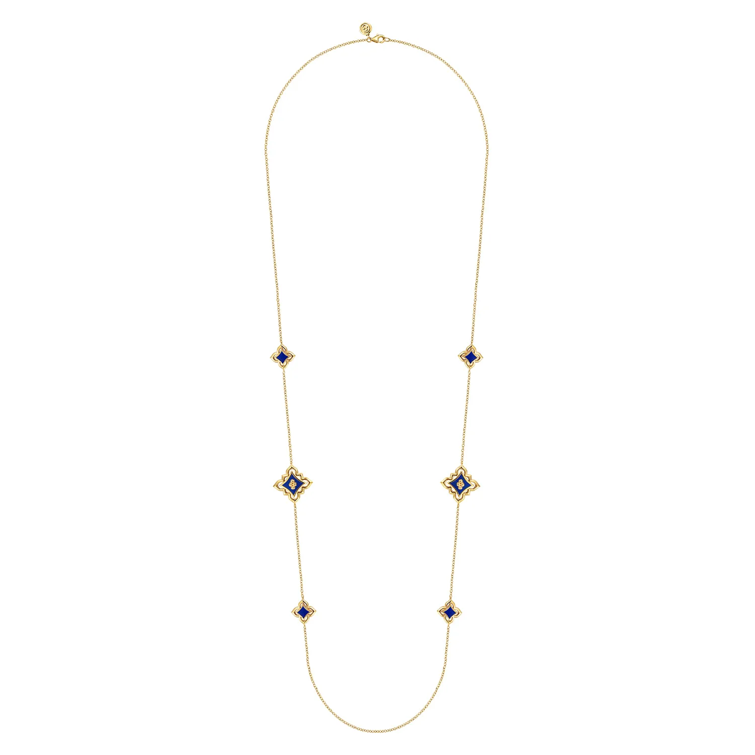 32 Inch Floral Station Necklace with Enamel in 18K Yellow Gold, photograph 2