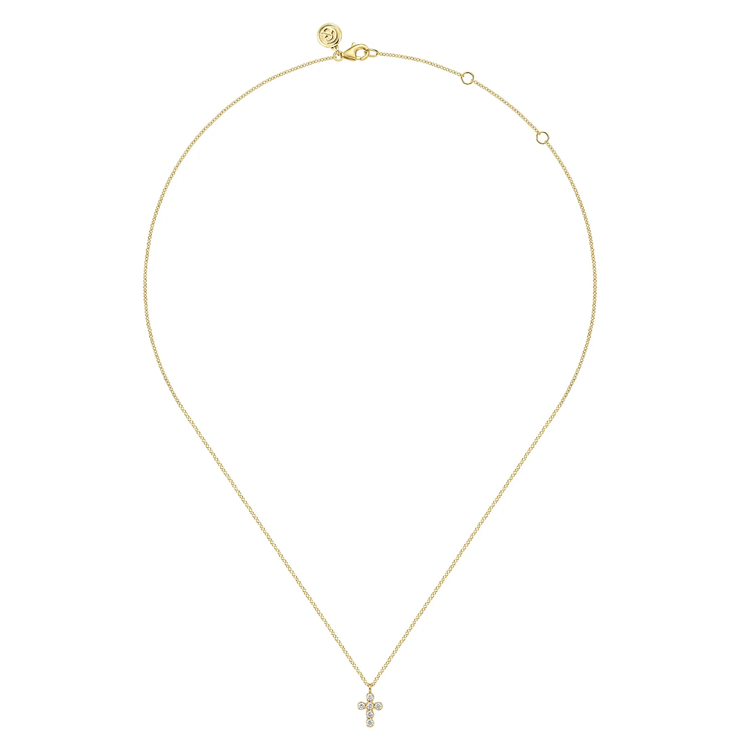 Diamond Cross Pendant Necklace in 14K Yellow Gold, photograph 2
