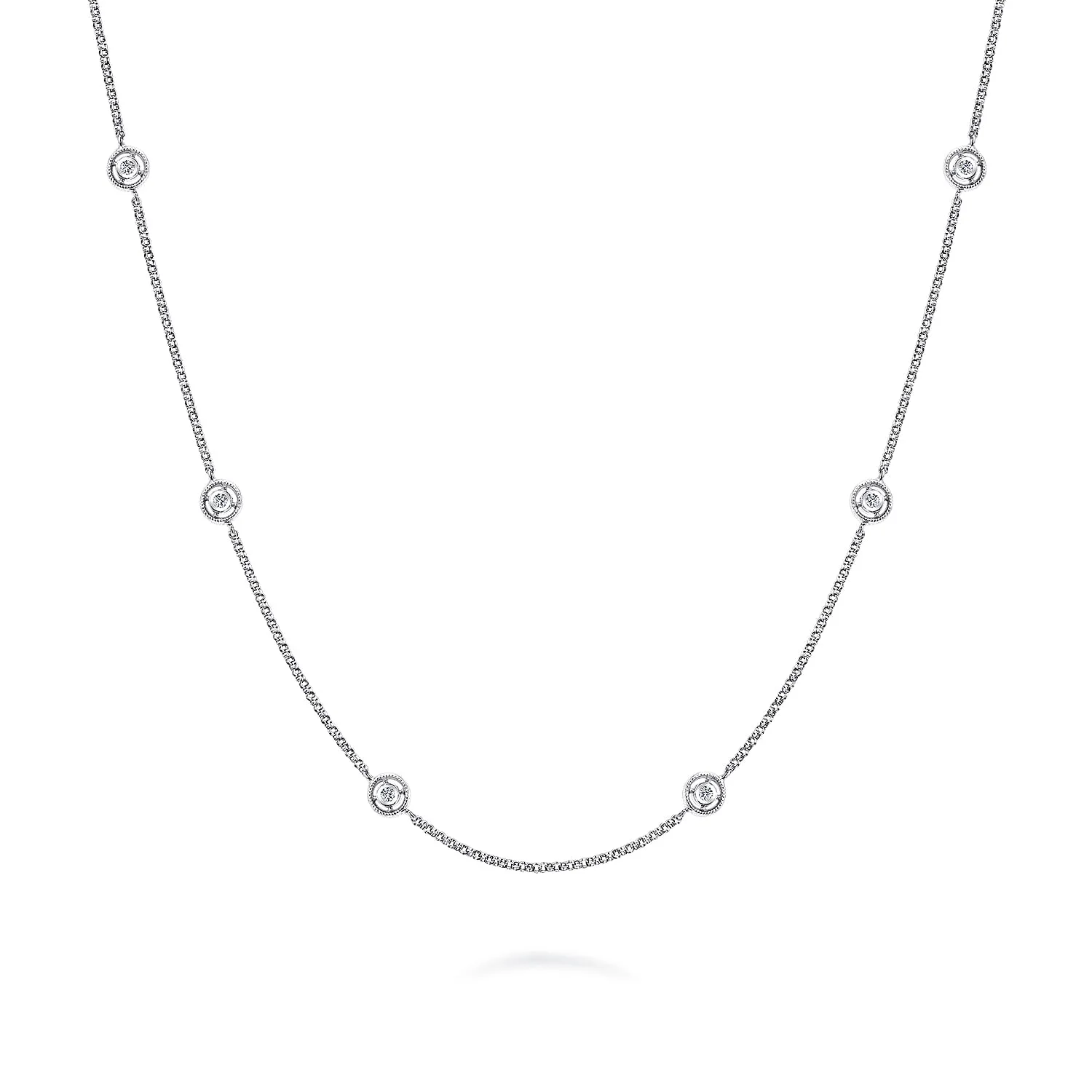 Bezel Set Diamond Station Necklace