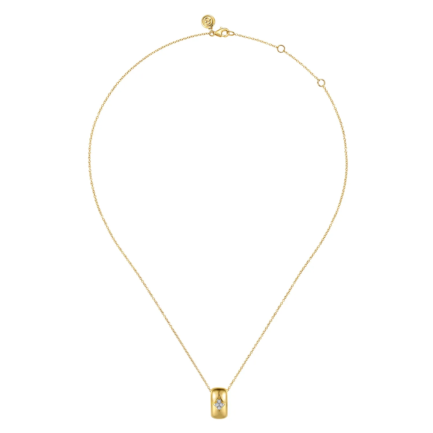 Diamond Clover Pendant Necklace in 14K White/Yellow Gold, photograph 2