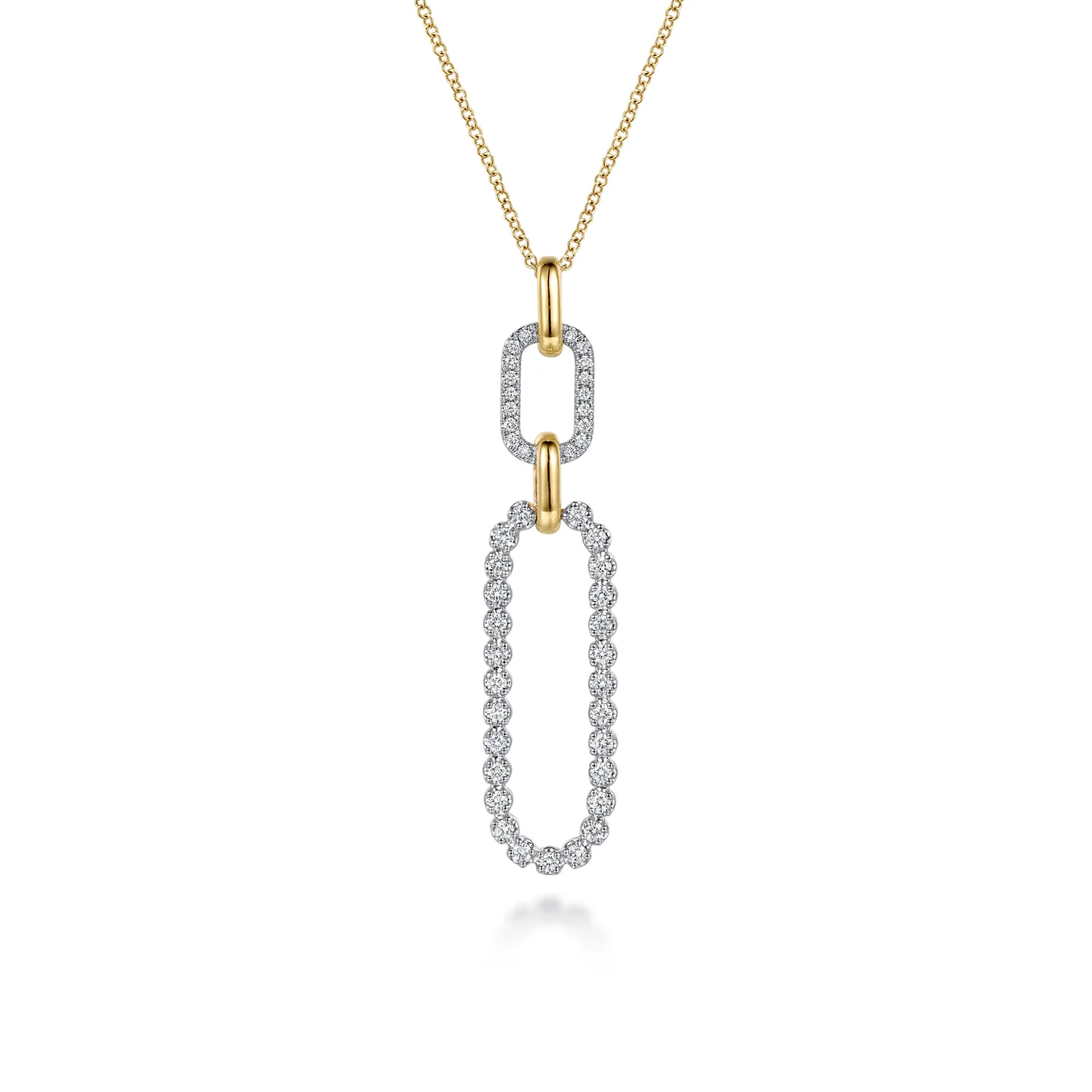 Diamond Link Pendant Drop Necklace