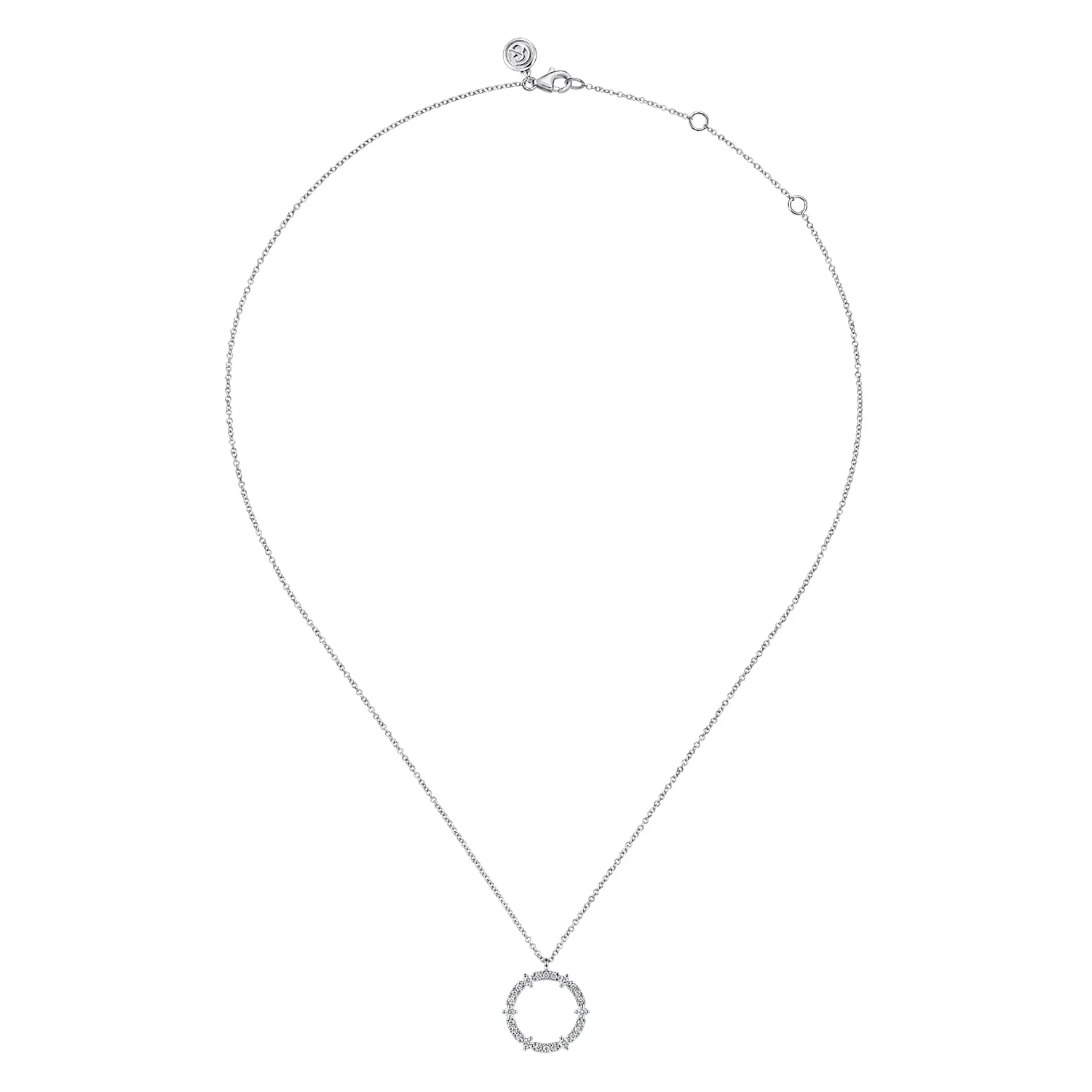 Diamond Circle Pendant Necklace in 14K White Gold, photograph 2