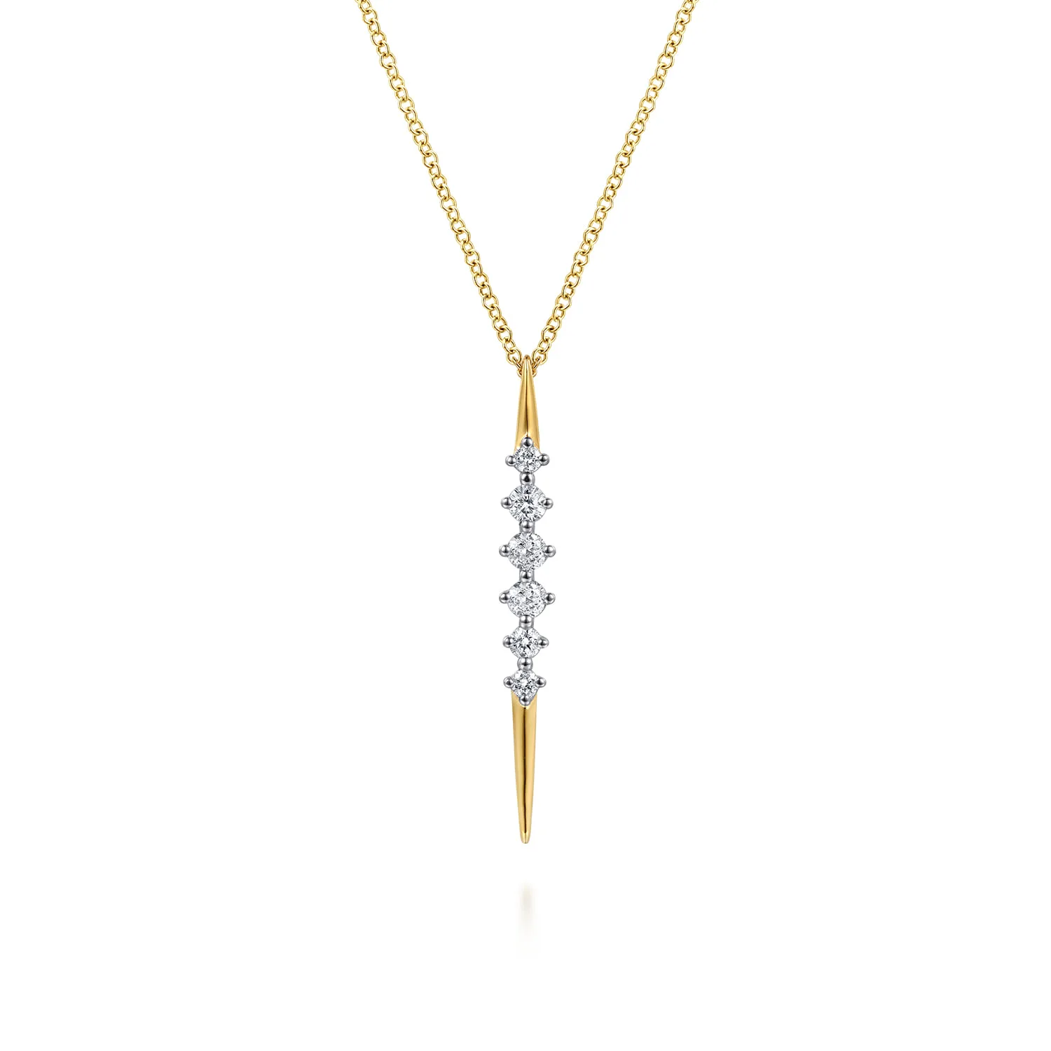Spike Graduating Diamond Vertical Spike Bar Necklace