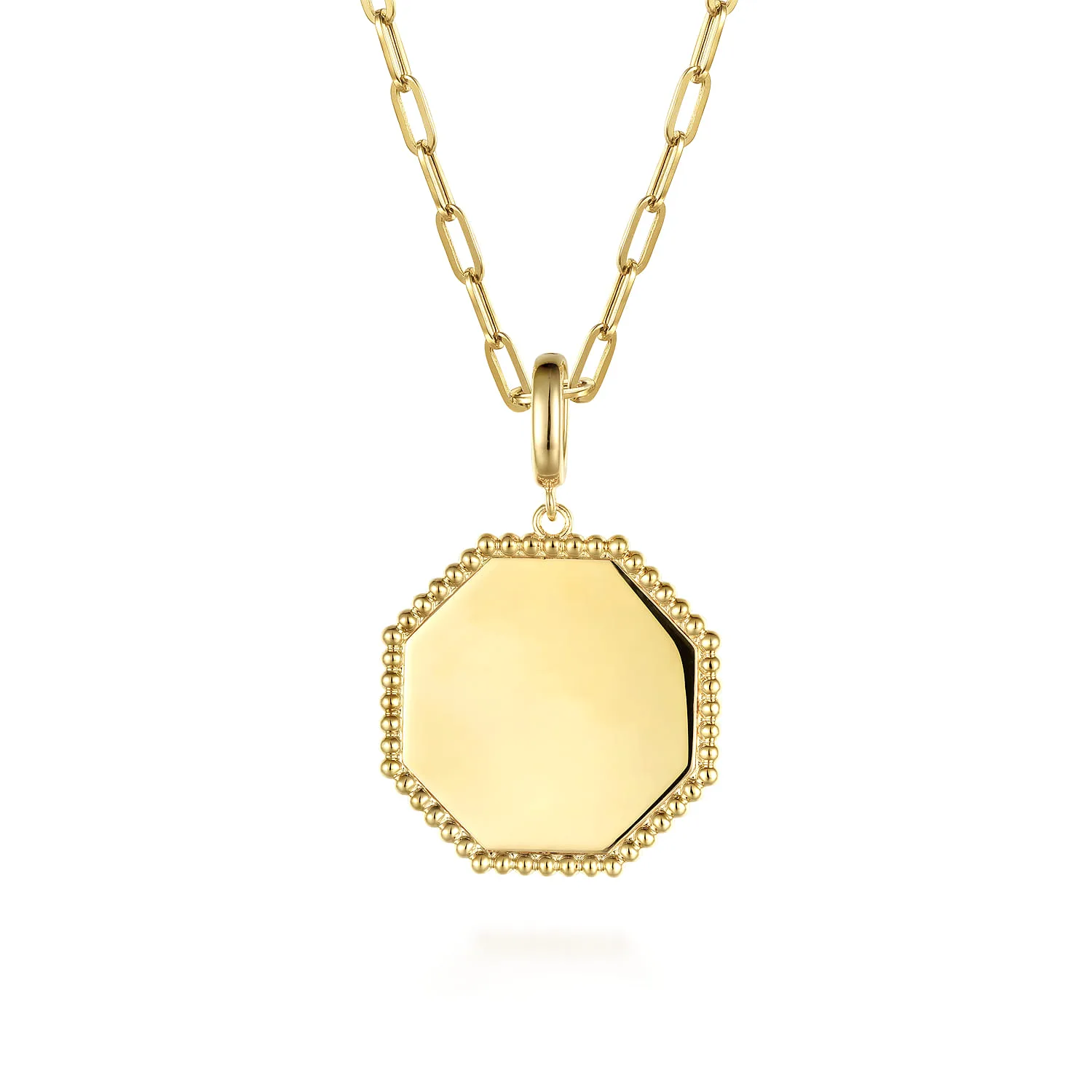 Bujukan Hexagon Personalized Medallion Pendant with Detachable Bail in 14K Yellow Gold, photograph 3