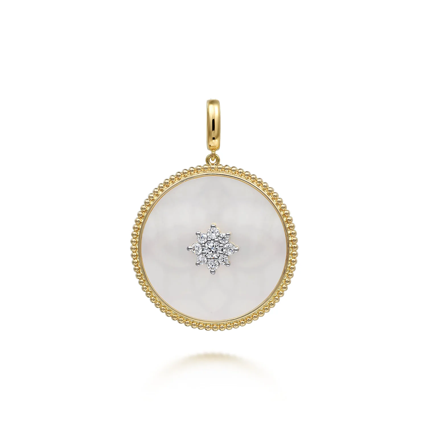 32mm Bujukan Diamond Mother of Pearl Medallion Pendant With Detachable Bail