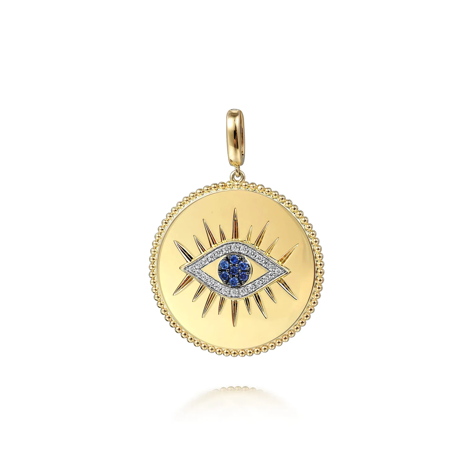 32mm Bujukan Diamond Sapphire Evil Eye Pendant With Detachable Bail