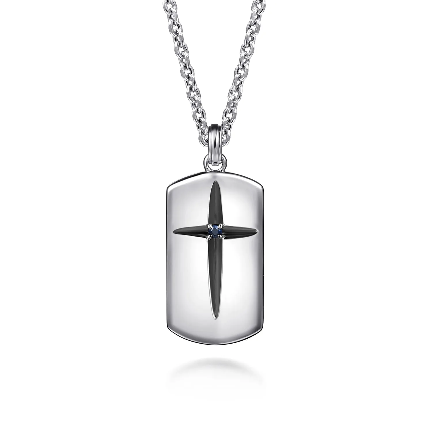 Cross Dog Tag Pendant in Sterling Silver, photograph 3