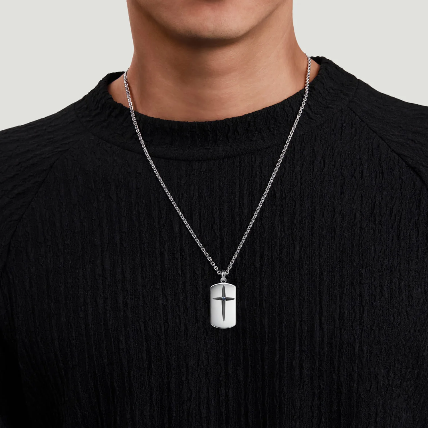 Cross Dog Tag Pendant in Sterling Silver, photograph 4