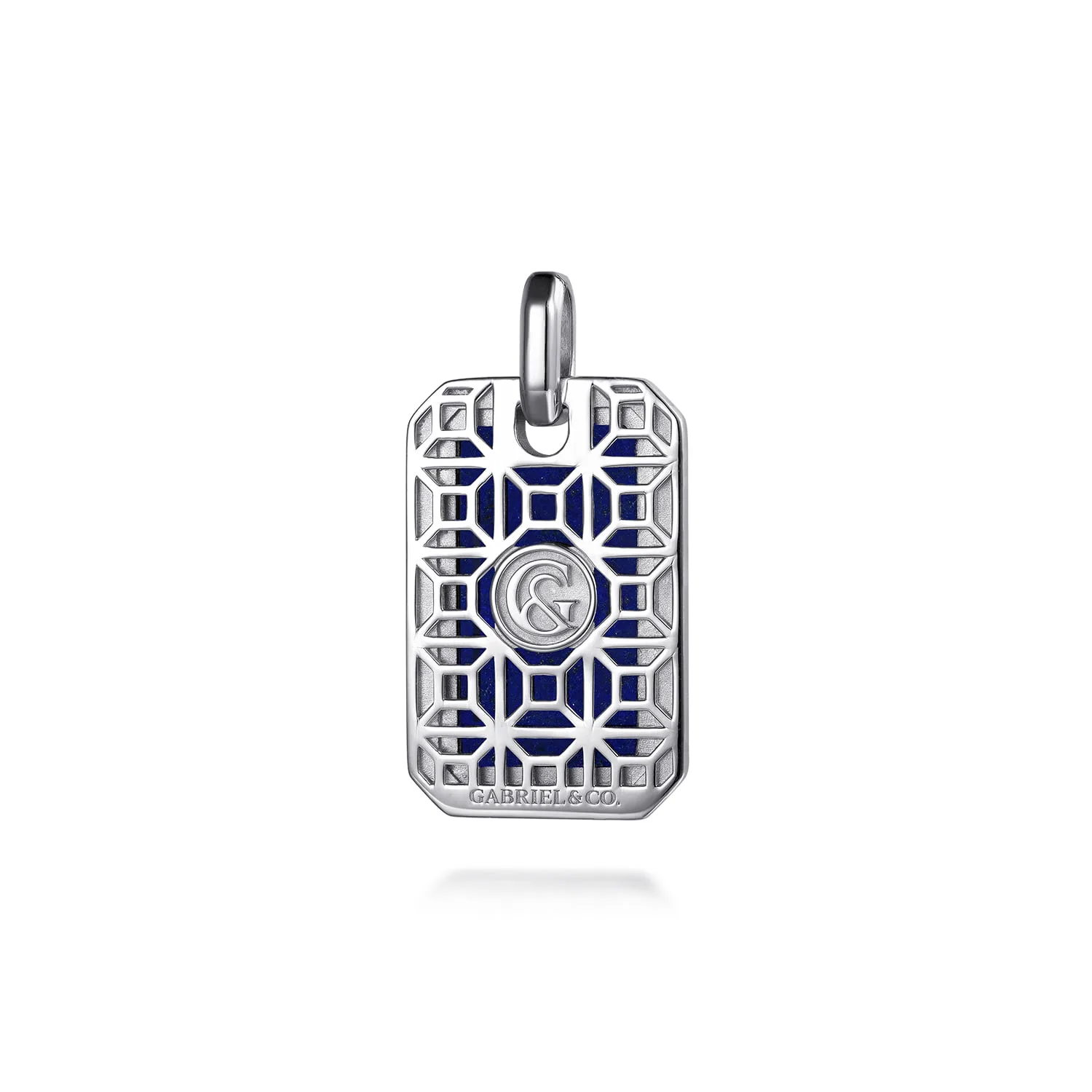 Lapis Dog Tag Pendant in Sterling Silver, photograph 2