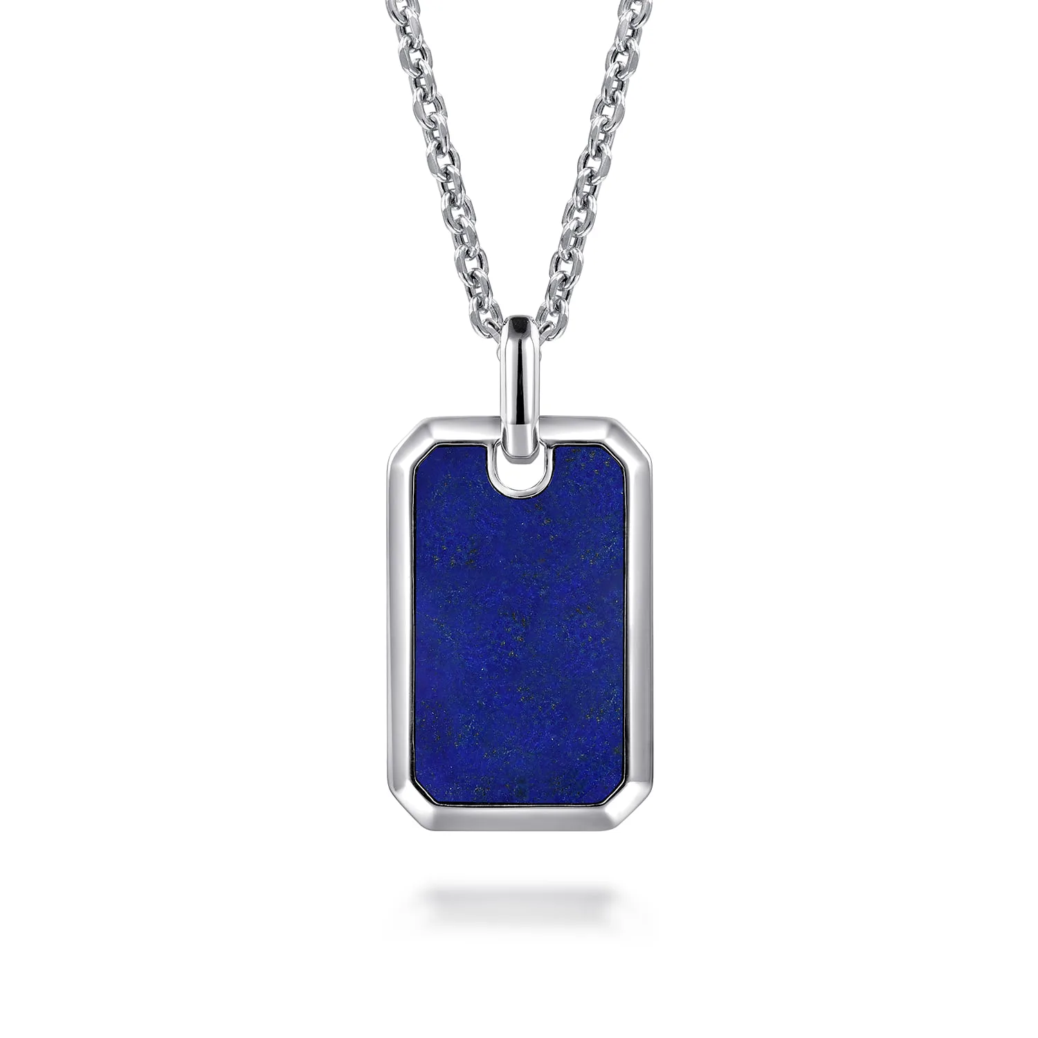 Lapis Dog Tag Pendant in Sterling Silver, photograph 3
