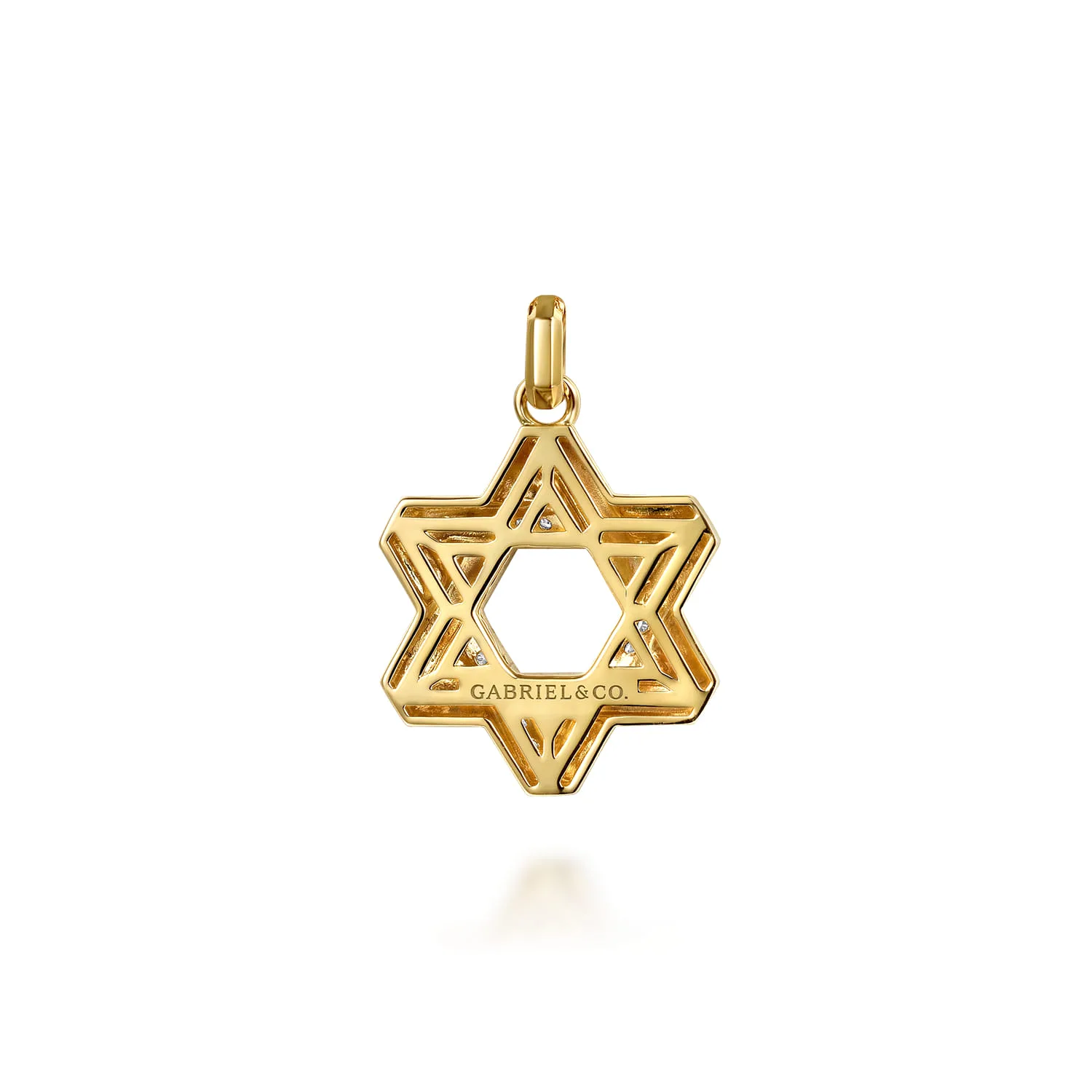 Diamond Star of David Pendant in 14K Yellow Gold, photograph 2
