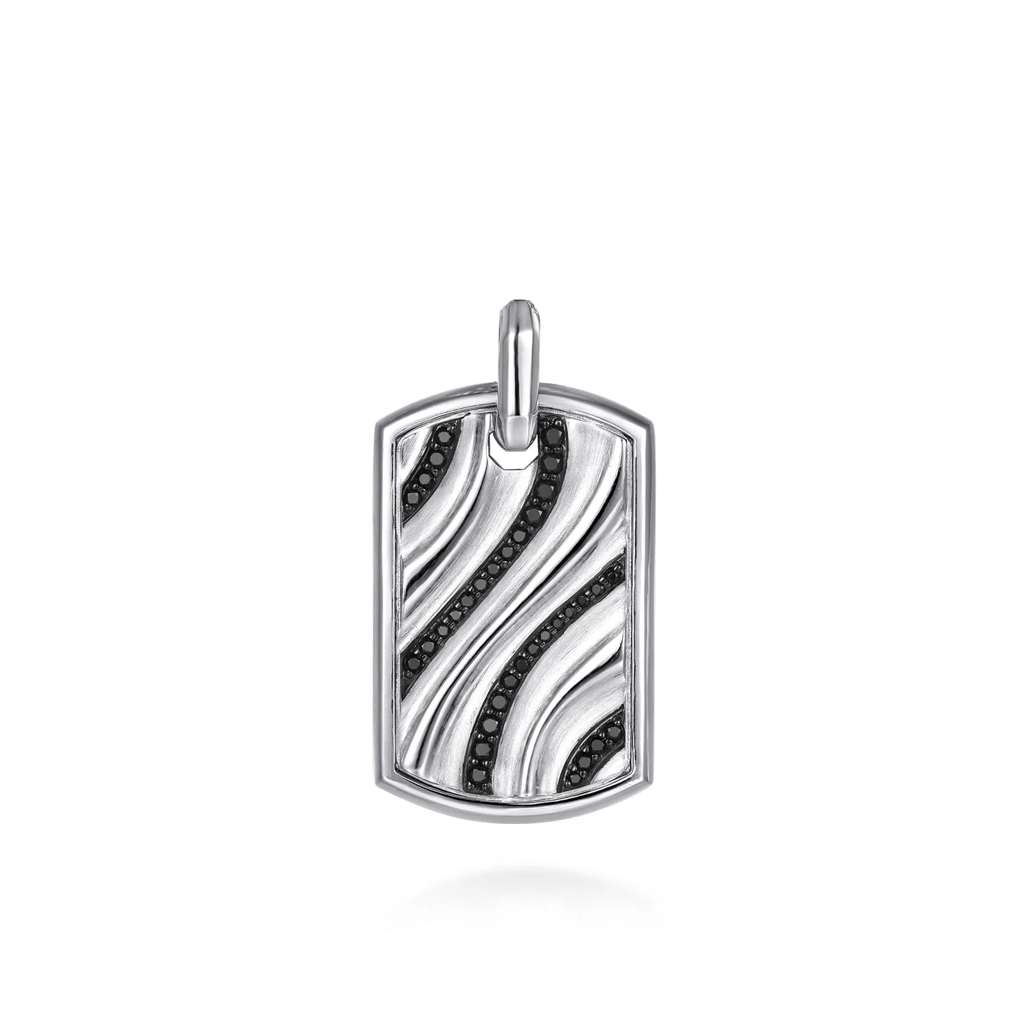 Black Spinel Wave Dog Tag Pendant