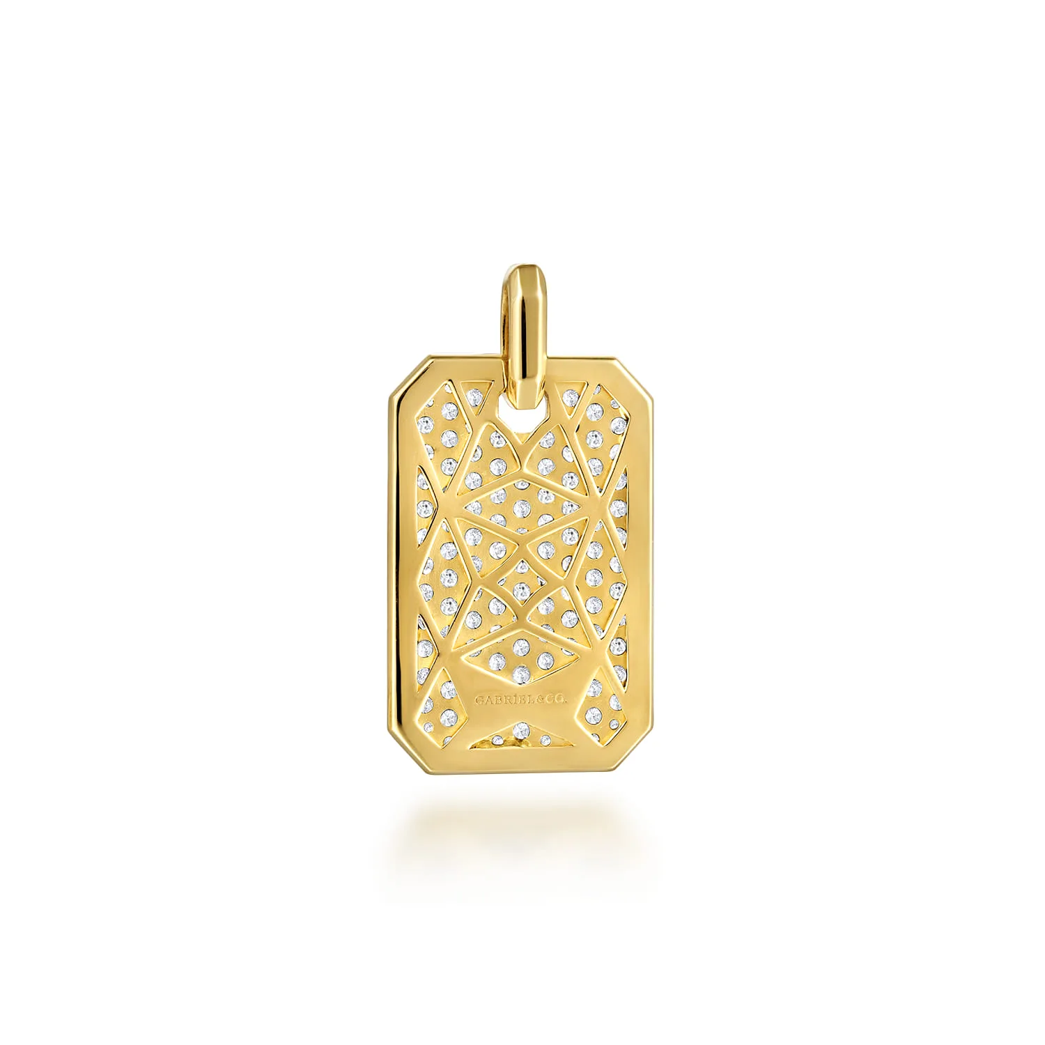 Diamond Dog Tag Pendant in 14K Yellow Gold, photograph 2