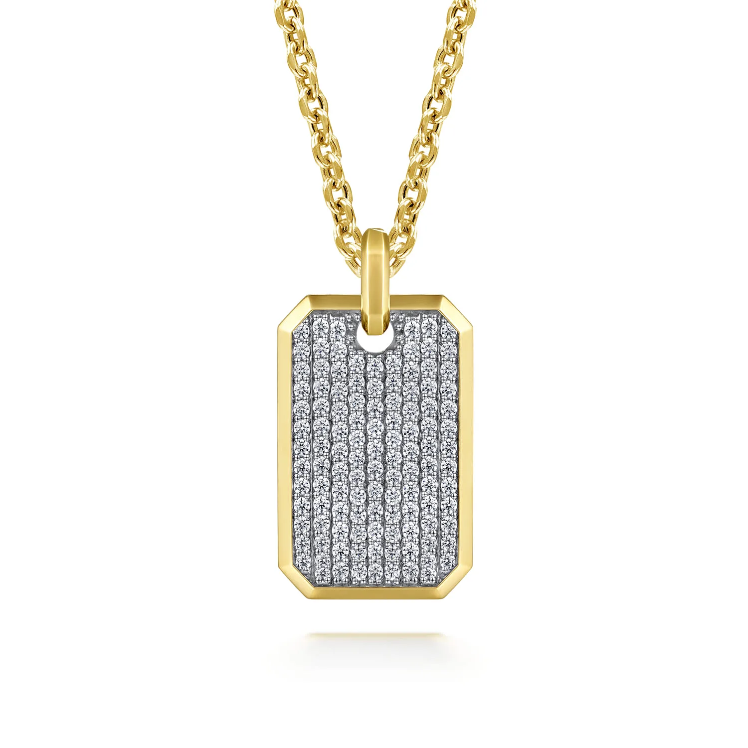 Diamond Dog Tag Pendant in 14K Yellow Gold, photograph 3