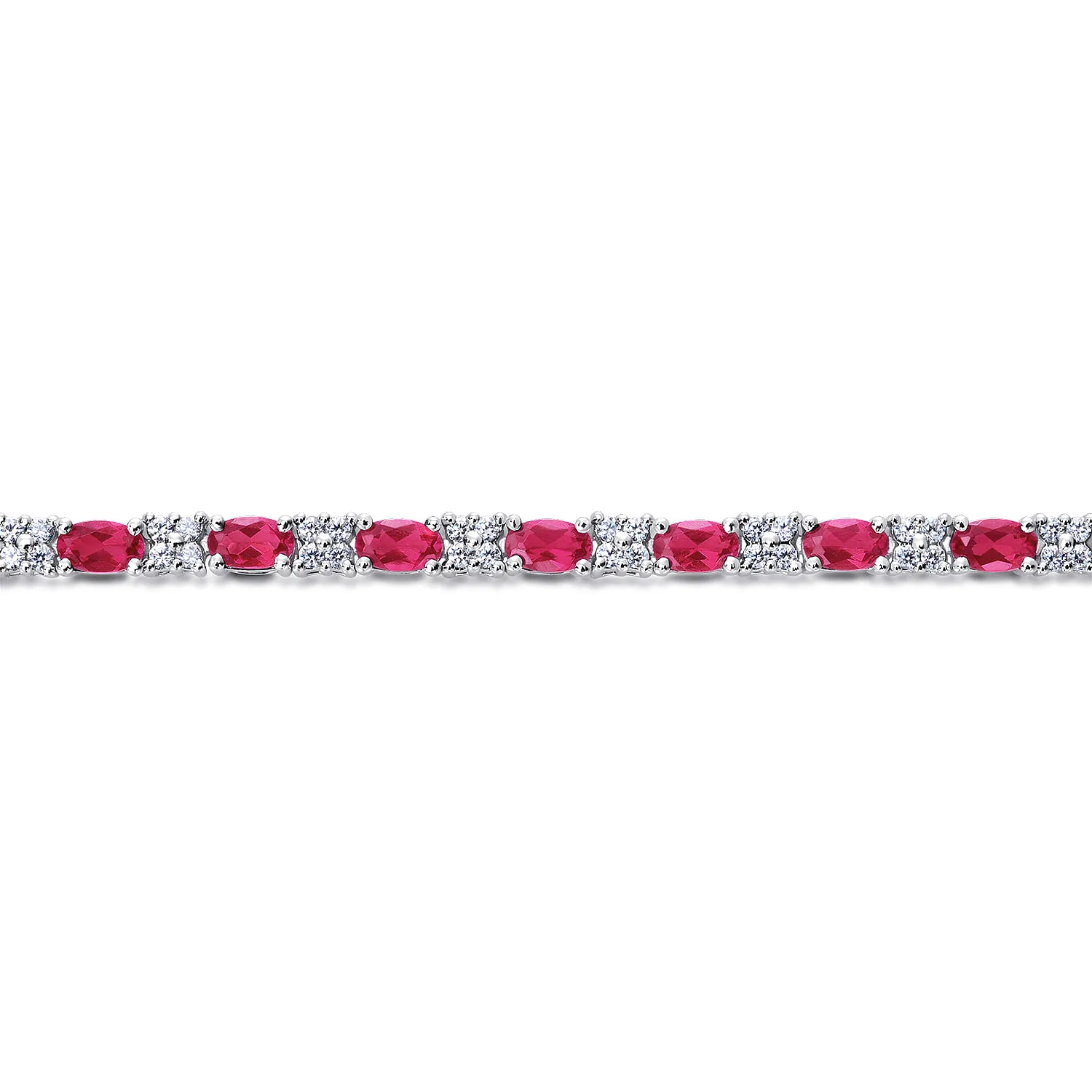 Diamond Ruby Tennis Bracelet in 14K White Gold, photograph 2