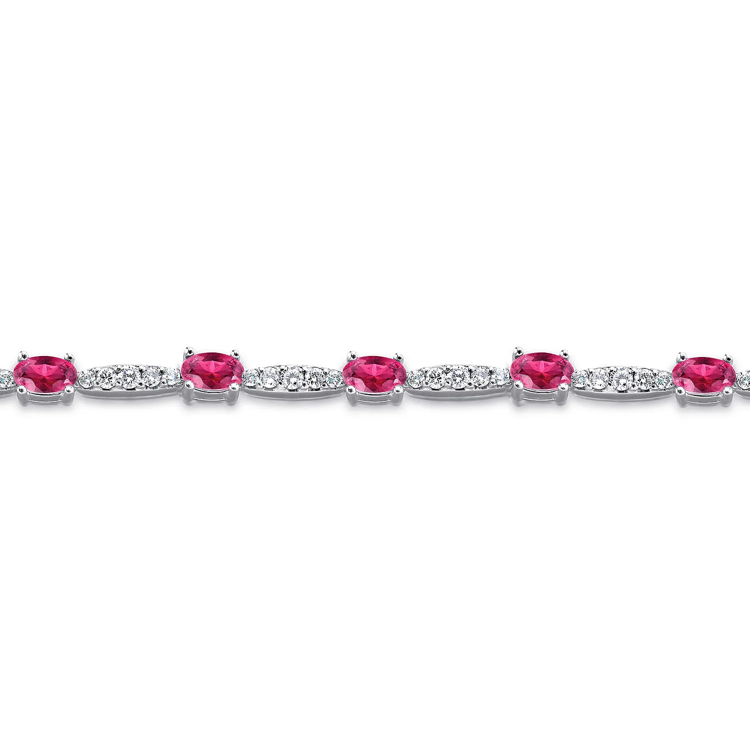 Diamond and Ruby Tennis Bracelet in 14K White Gold, photograph 2