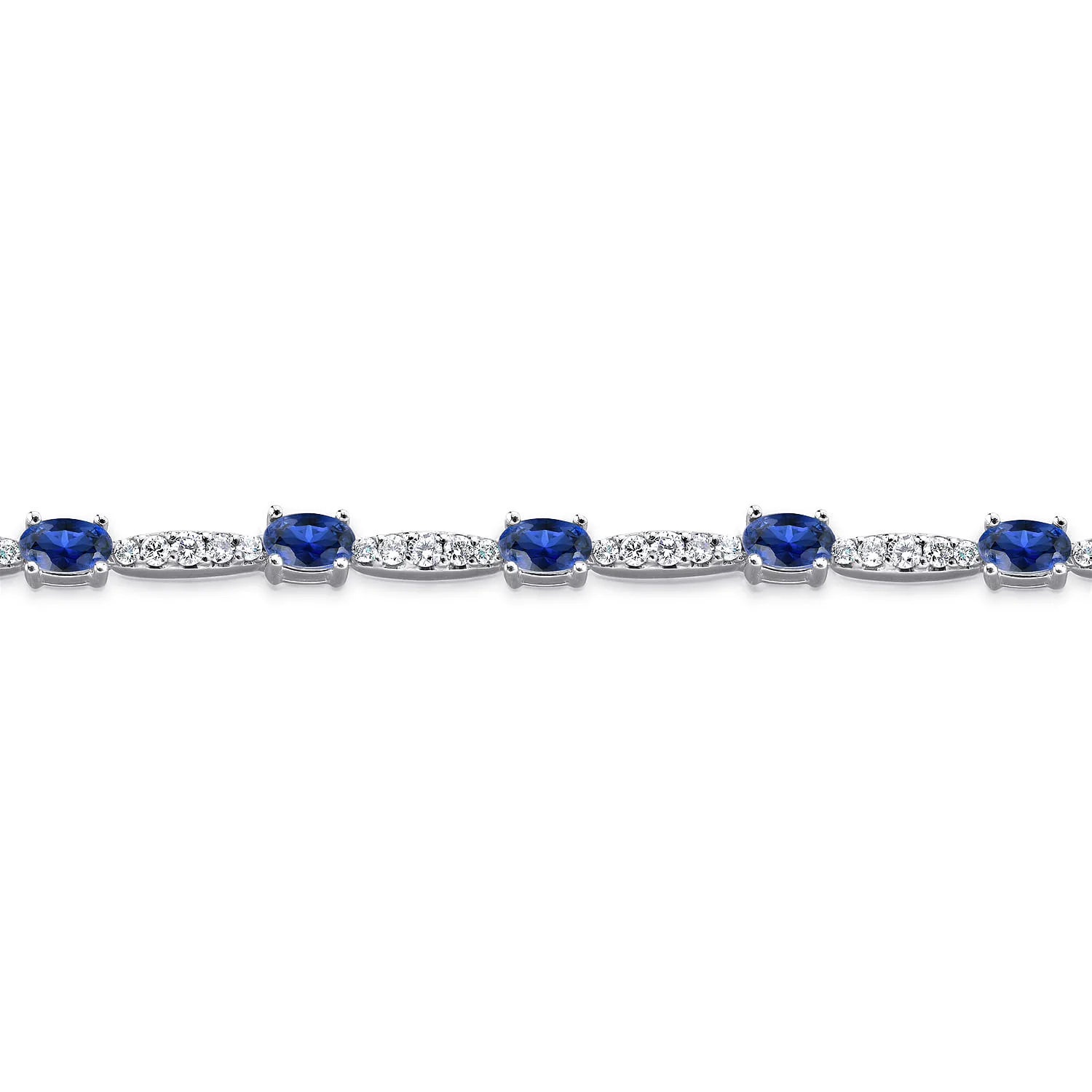 Diamond and Sapphire Tennis Bracelet in 14K White Gold, photograph 2