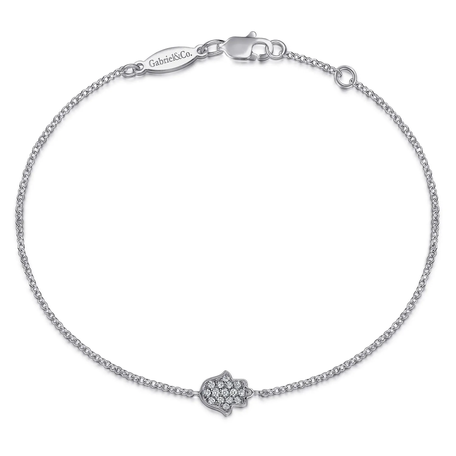 Chain Bracelet with Pave Diamond Hamsa