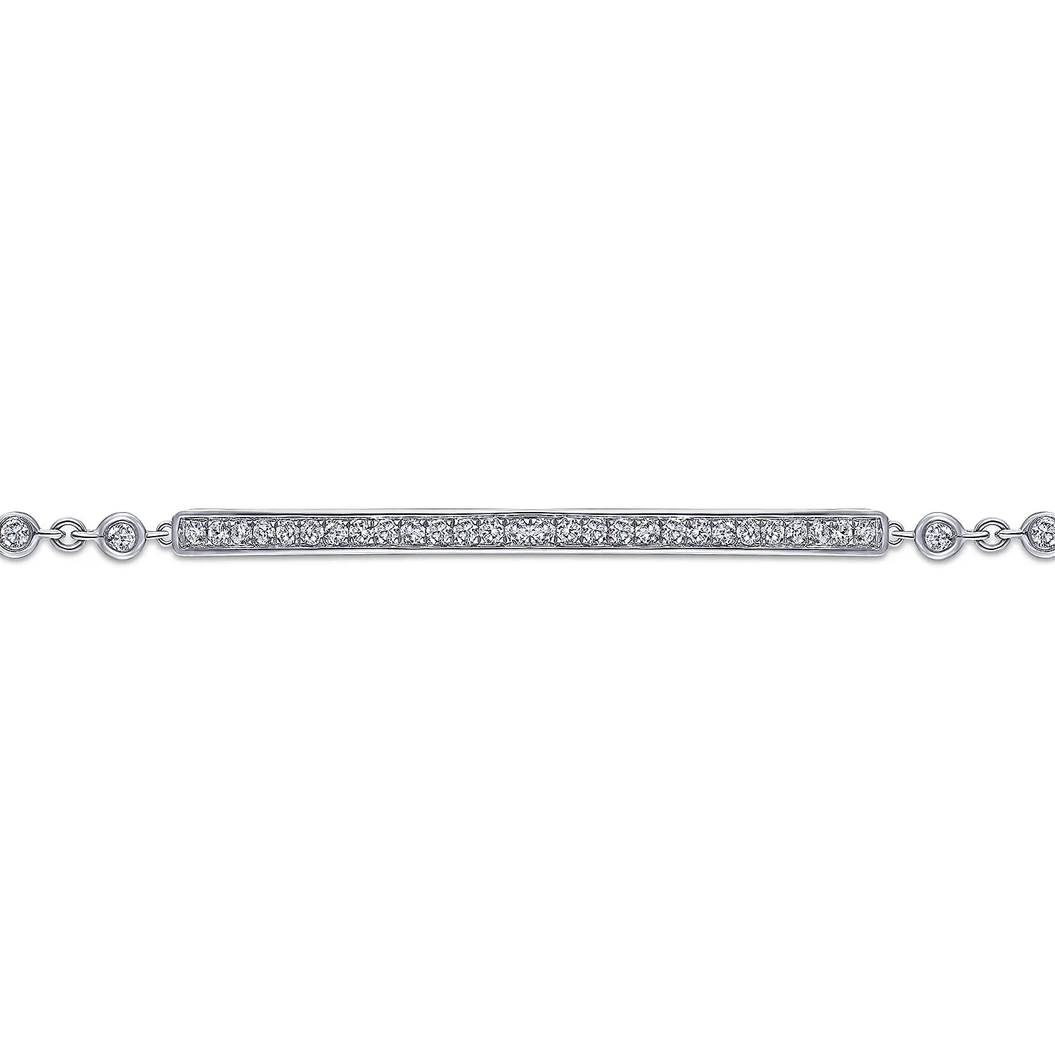 Pave Diamond Bar Tennis Bracelet in 14K White Gold, photograph 2