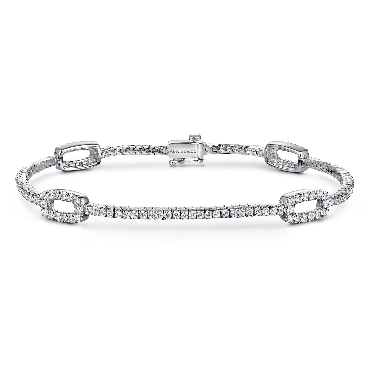 Diamond Tennis Bracelet with Rectangular Link Stations