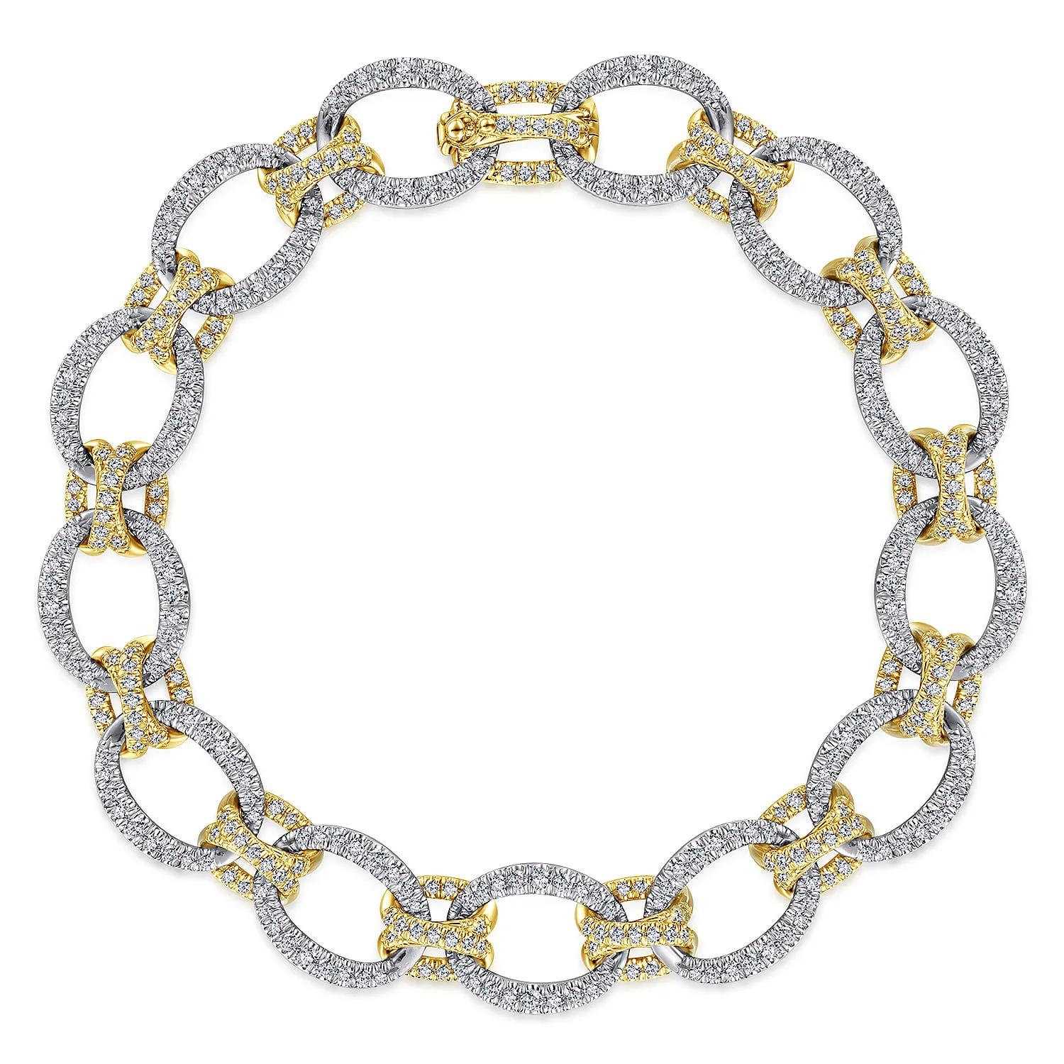 Bracelet with Alternating Links and Pave Diamonds