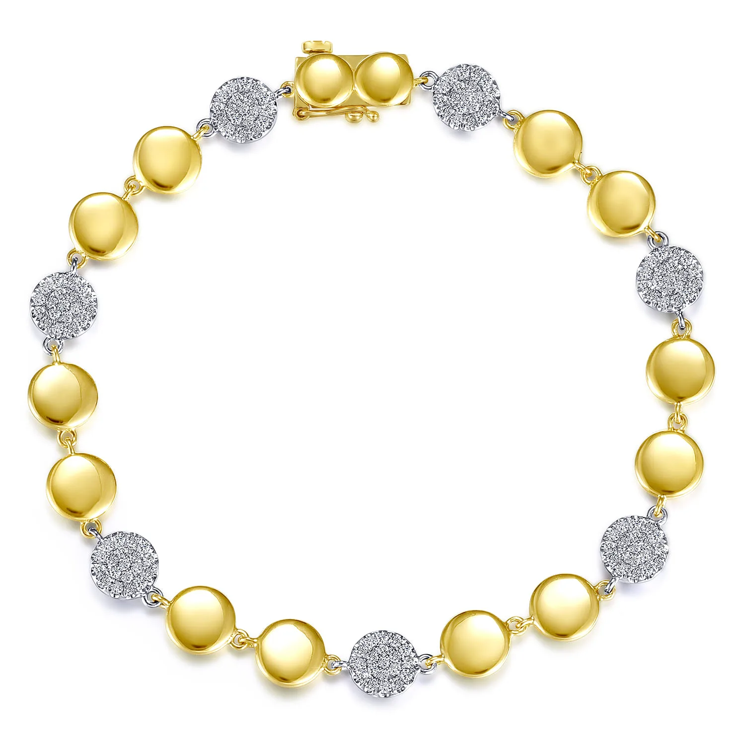 Discs and Pave Diamond Tennis Bracelet