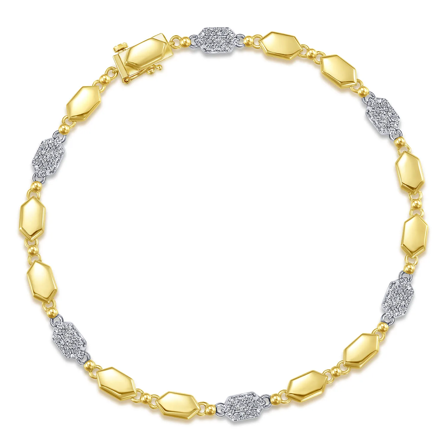 Hexagon and Pave Diamond Tennis Bracelet
