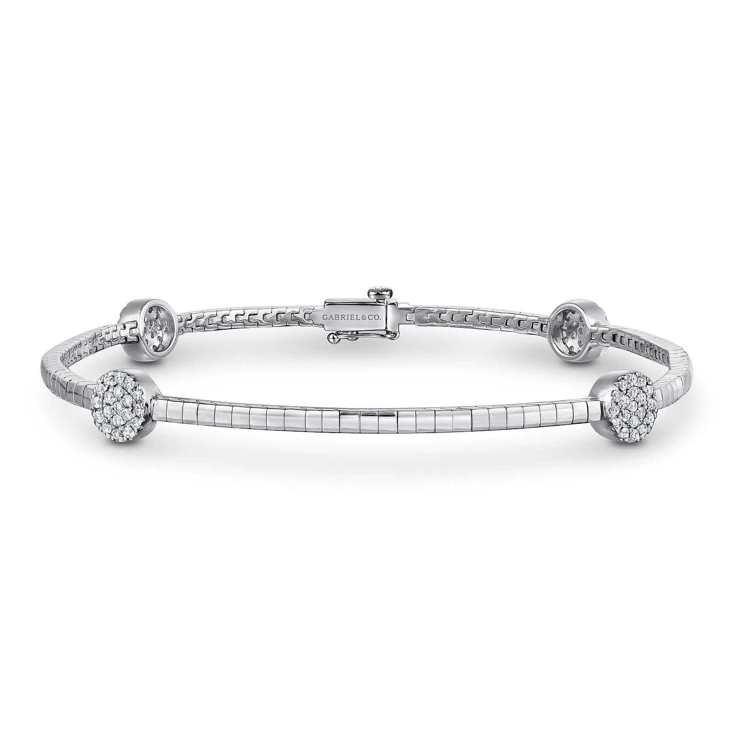 Tennis Bracelet with Cluster Diamond Stations