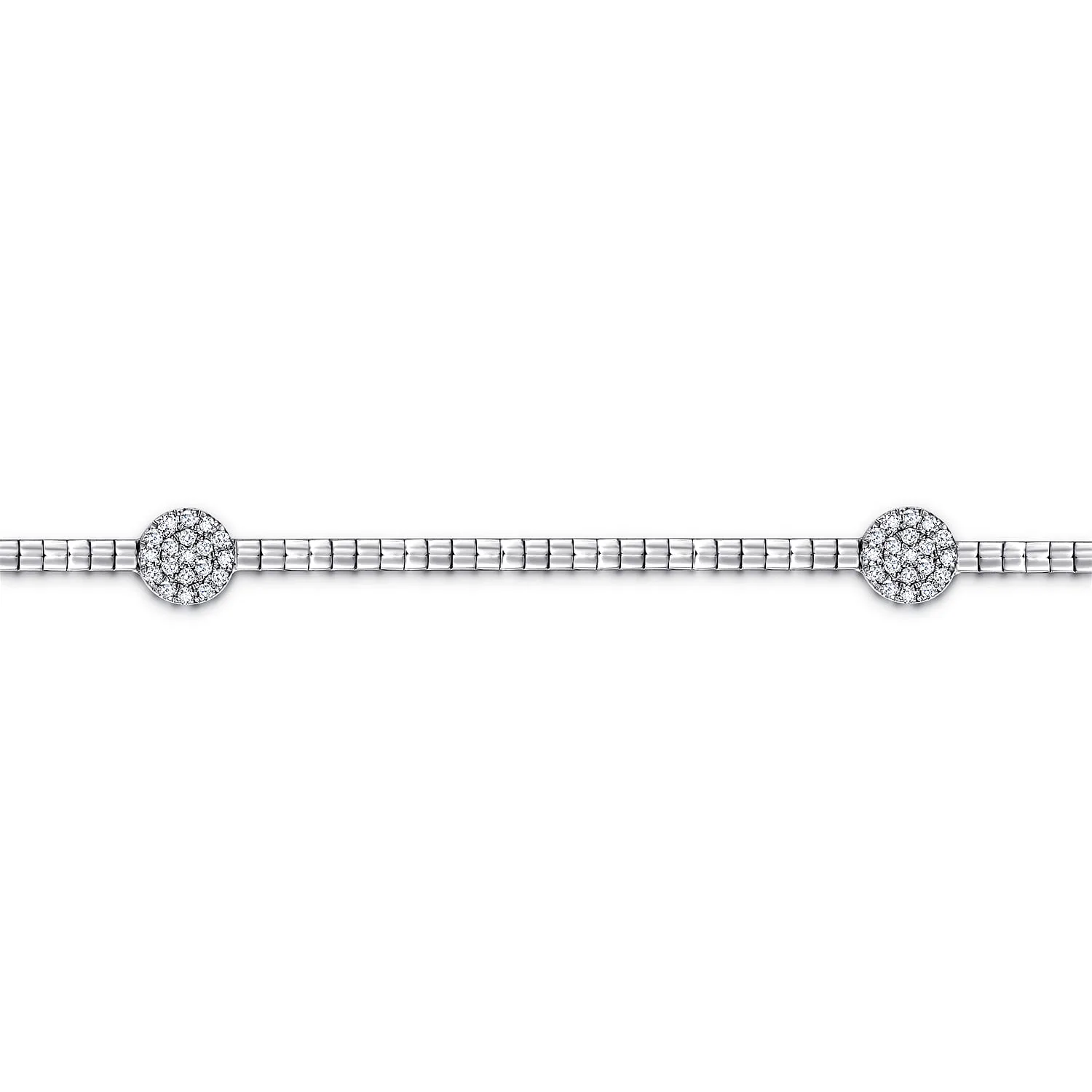 Tennis Bracelet with Cluster Diamond Stations in 14K White Gold, photograph 2