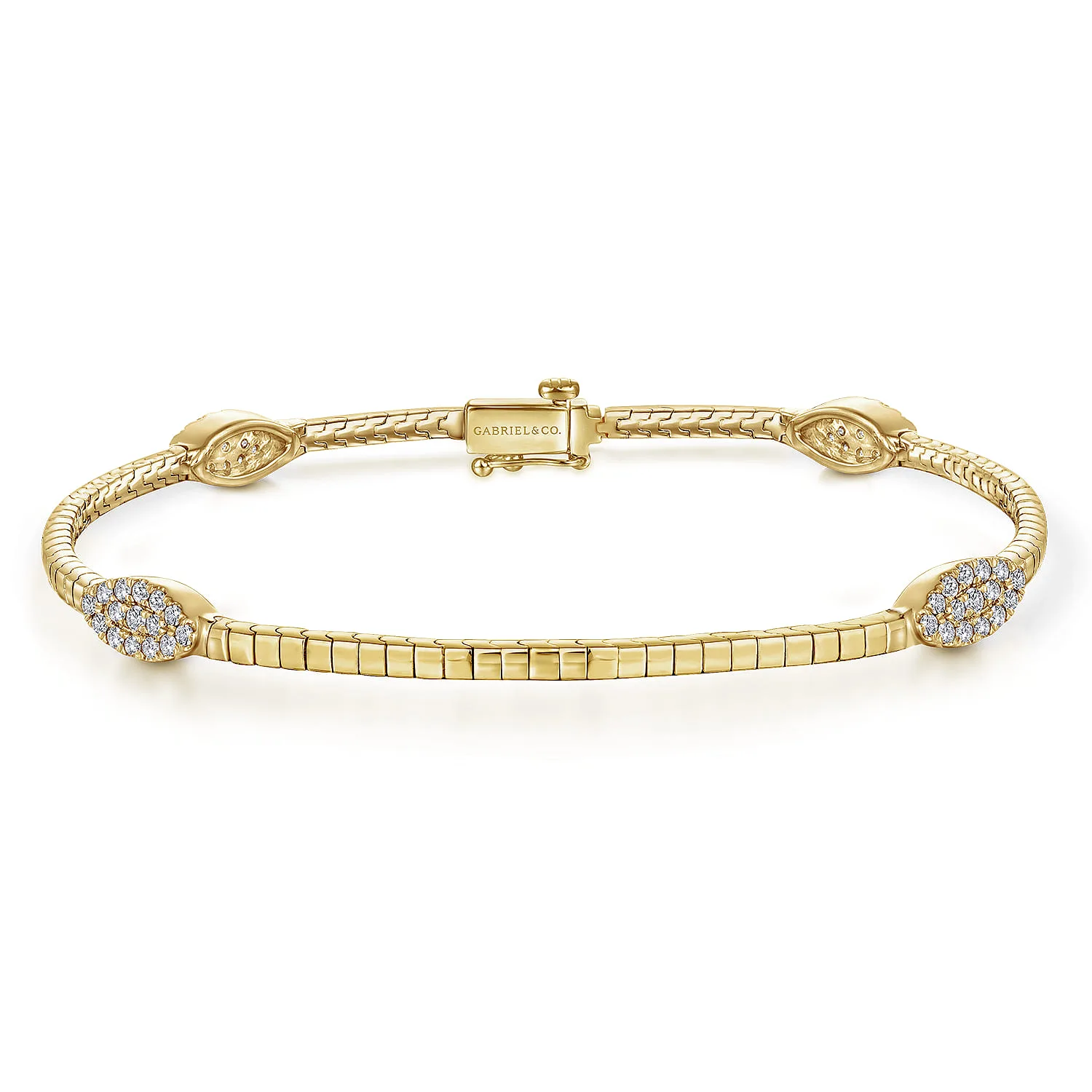 Tennis Bracelet with Cluster Diamond Stations