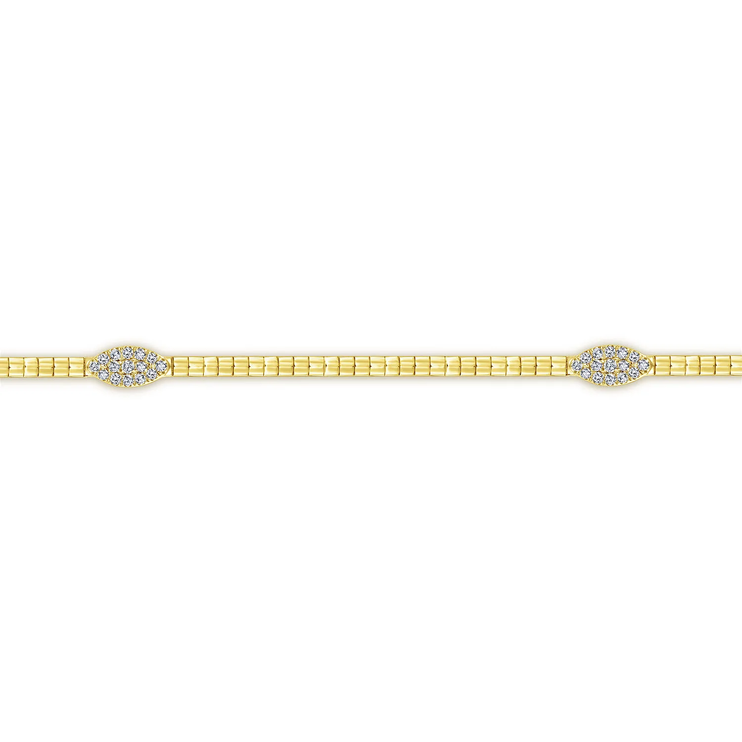 Tennis Bracelet with Cluster Diamond Stations in 14K Yellow Gold, photograph 2