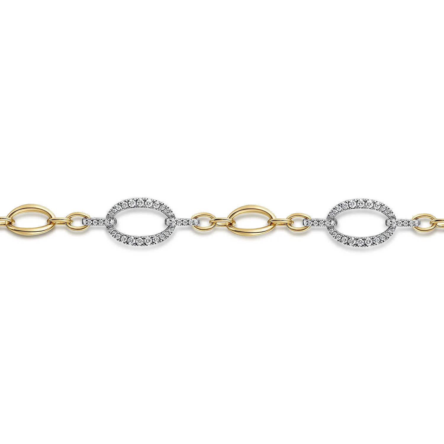 Station Bracelet with Diamond Links in 14K White/Yellow Gold, photograph 2