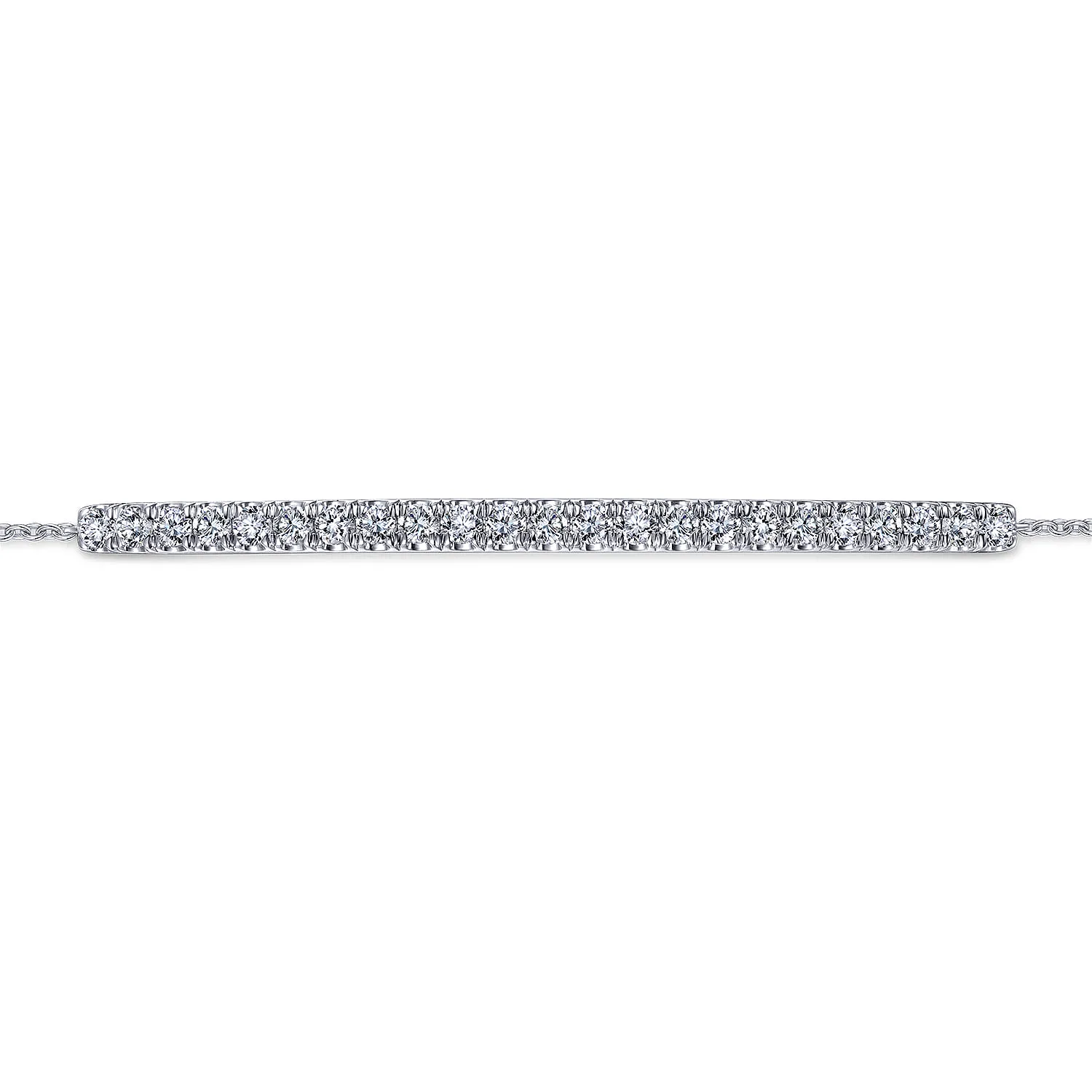 Chain Bracelet with Pave Diamond Bar in 14K White Gold, photograph 2