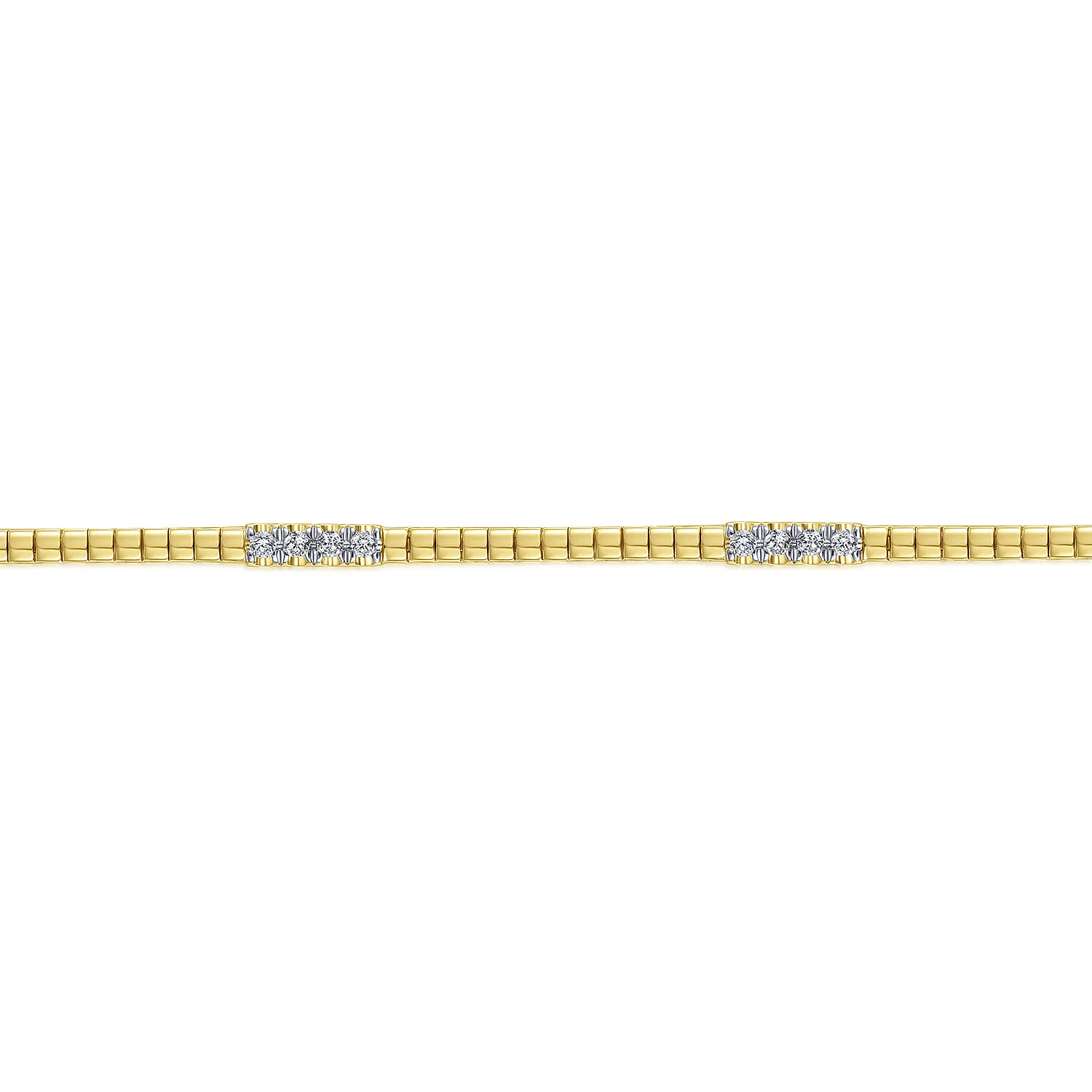 Tennis Bracelet with Diamond Stations in 14K Yellow Gold, photograph 2