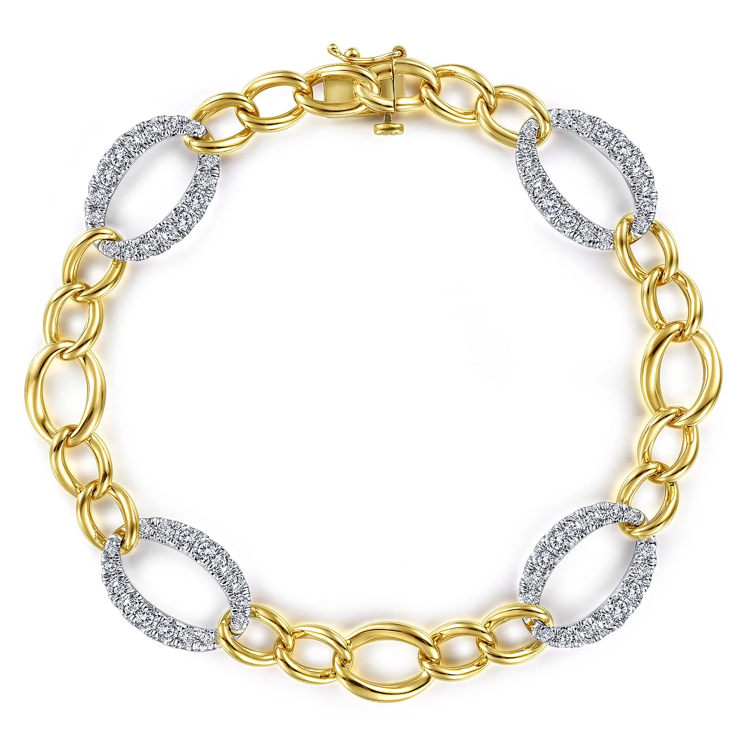Chain Link Bracelet with Diamond Pave Link Stations