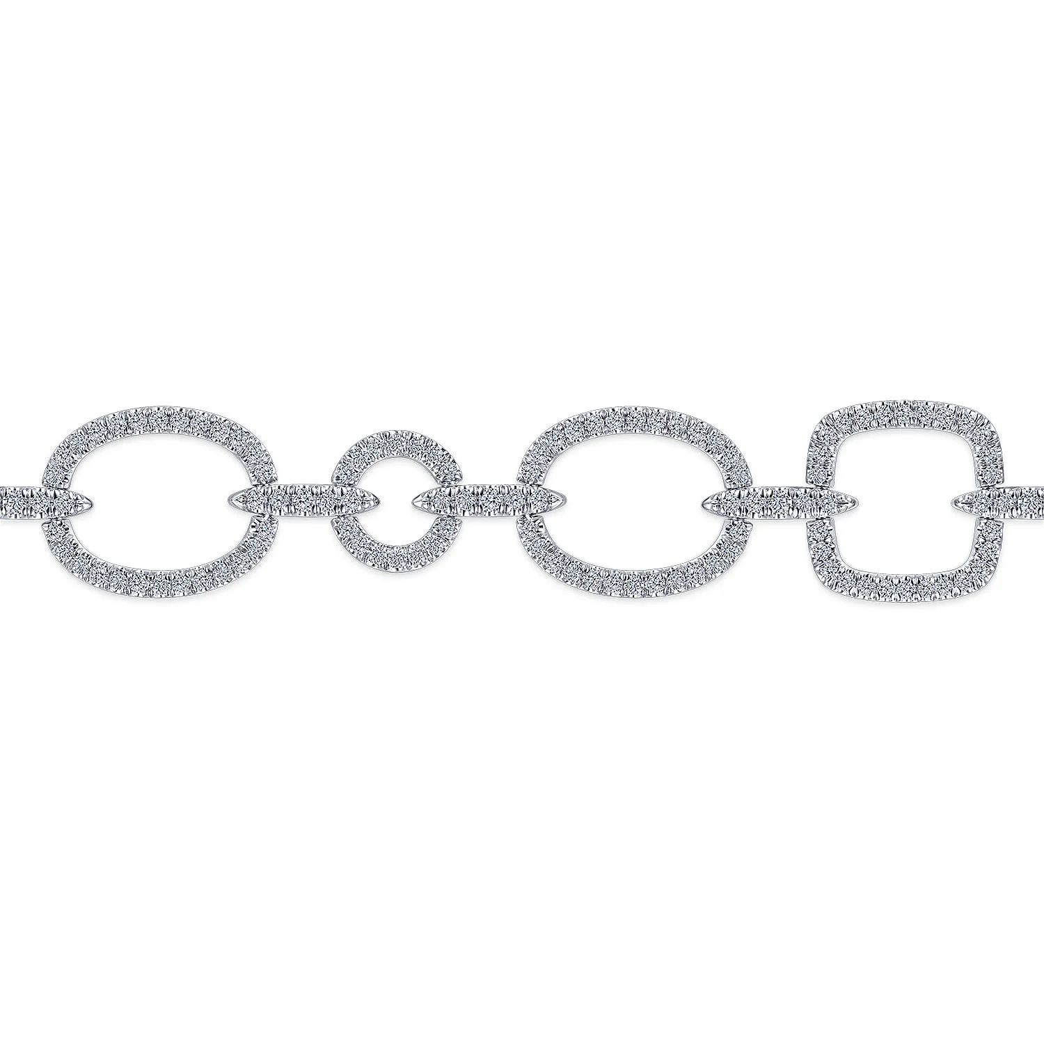 Geometric Diamond Links Tennis Bracelet in 14K White Gold, photograph 2