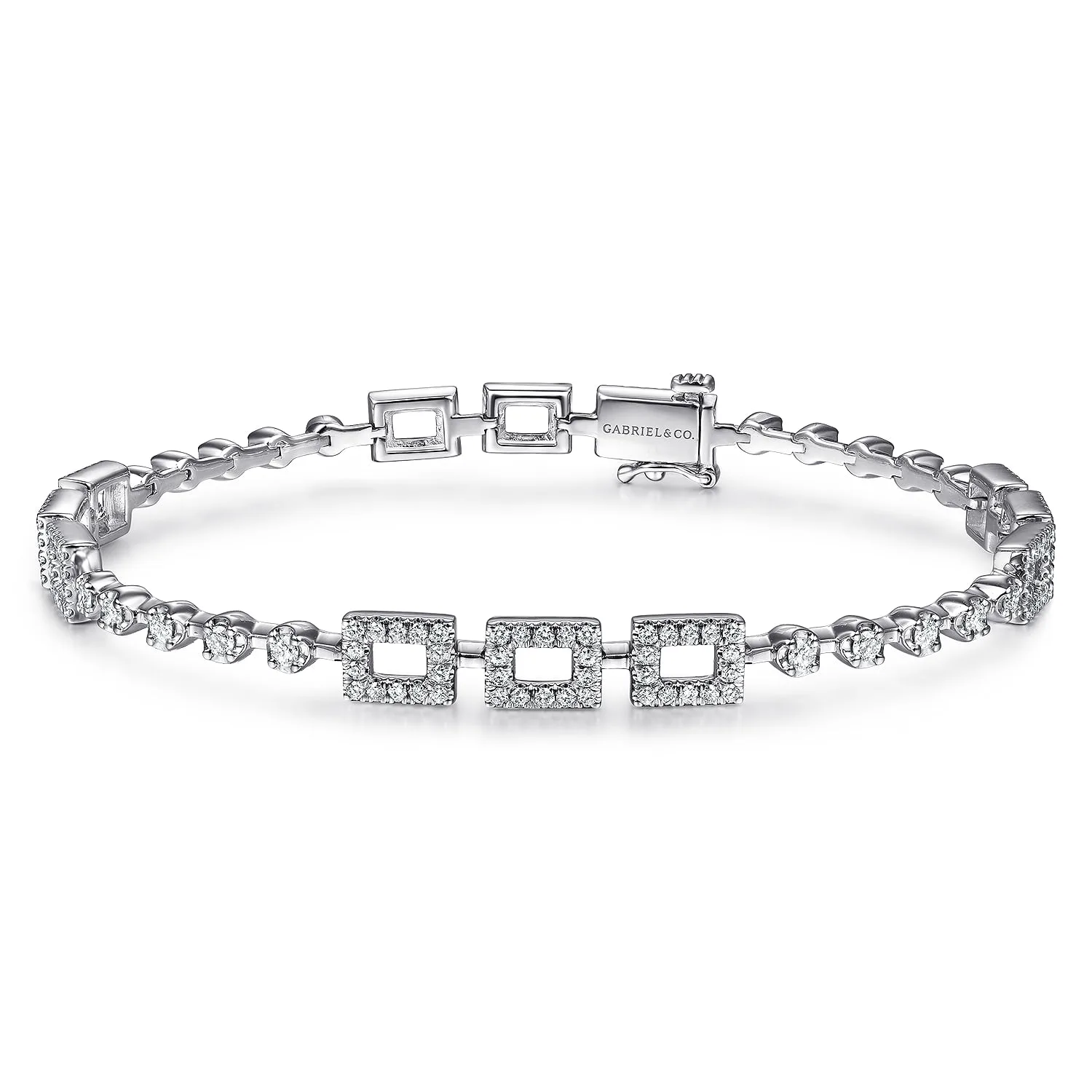 Buttercup Diamond Tennis Bracelet with Rectangle Stations