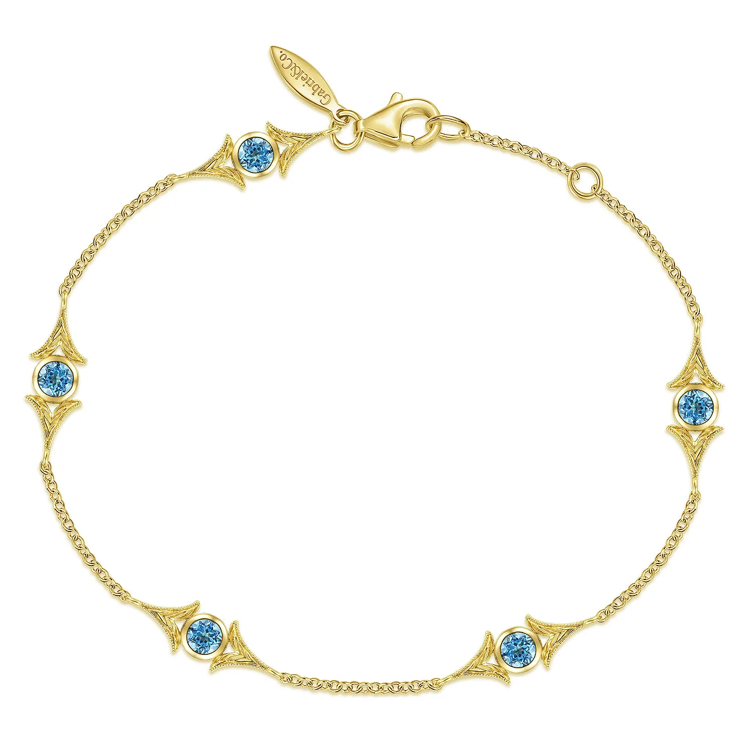 Chain Bracelet with Blue Topaz Triangle Stations