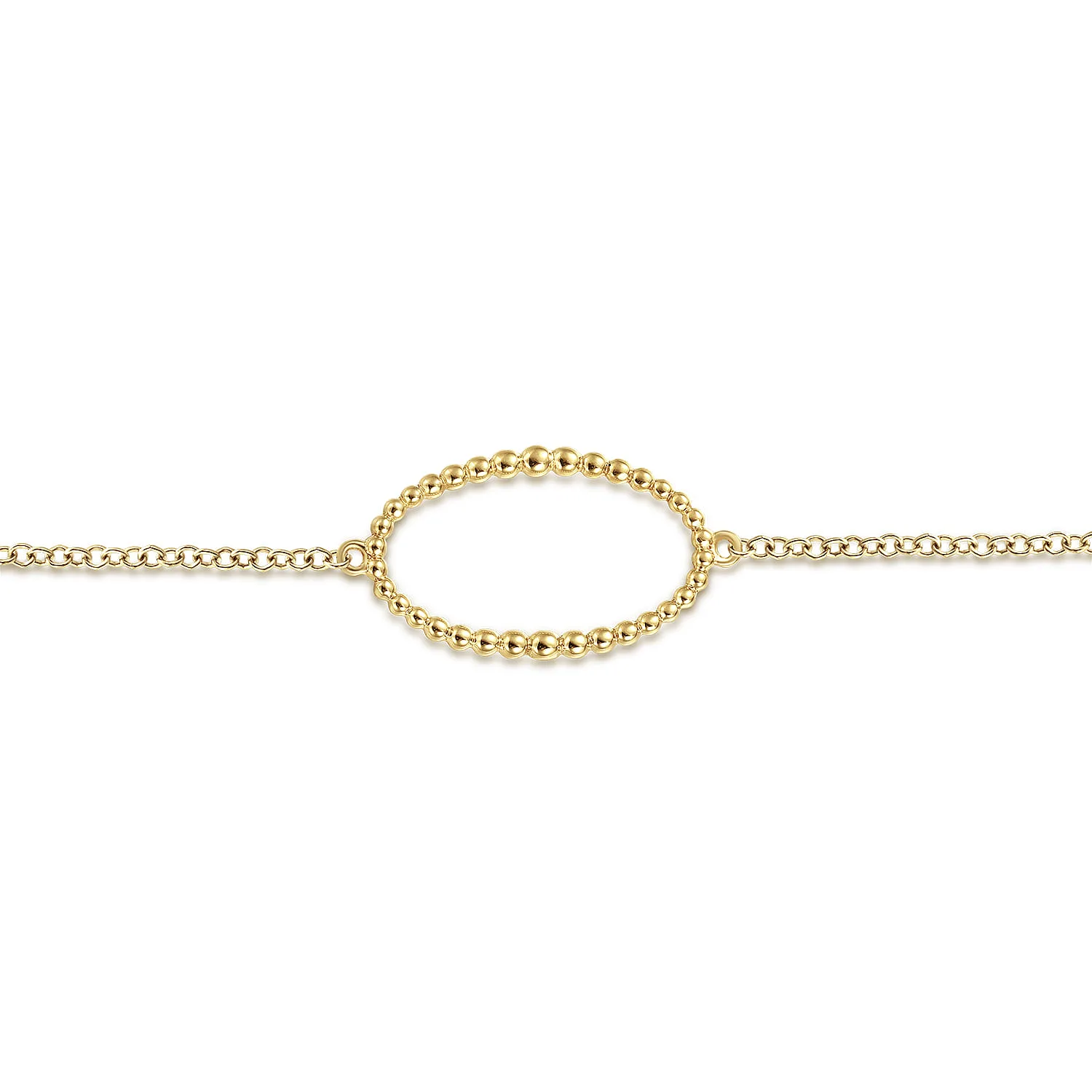 Chain Bracelet with Beaded Link Stations in 14K Yellow Gold, photograph 2